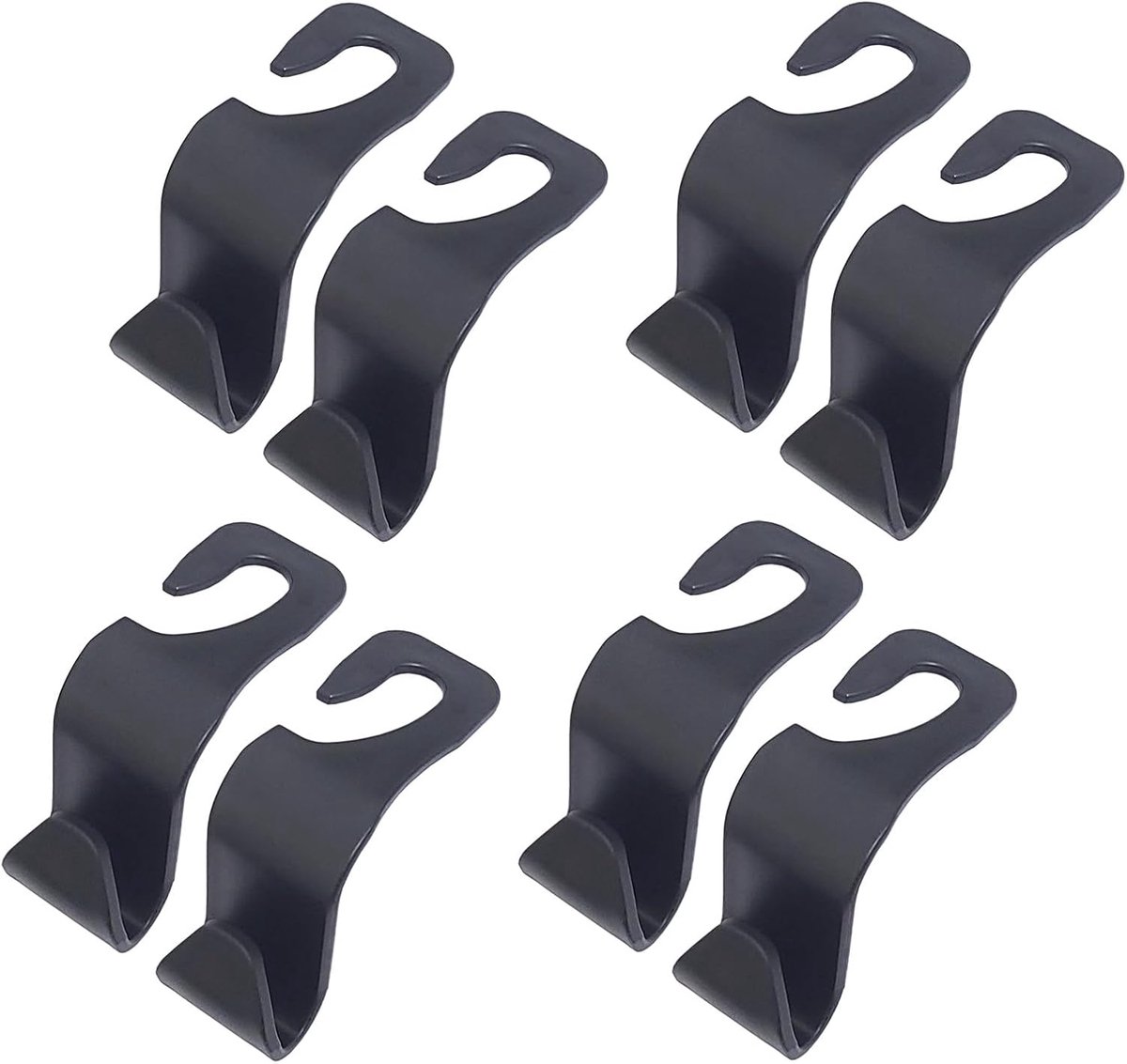 SnelShoppen - 8 Packs Autostoel Hoofsteun Haak Hanger, Universele Auto Opberg Organizer voor Handtas Portemonnee Jas Zwart