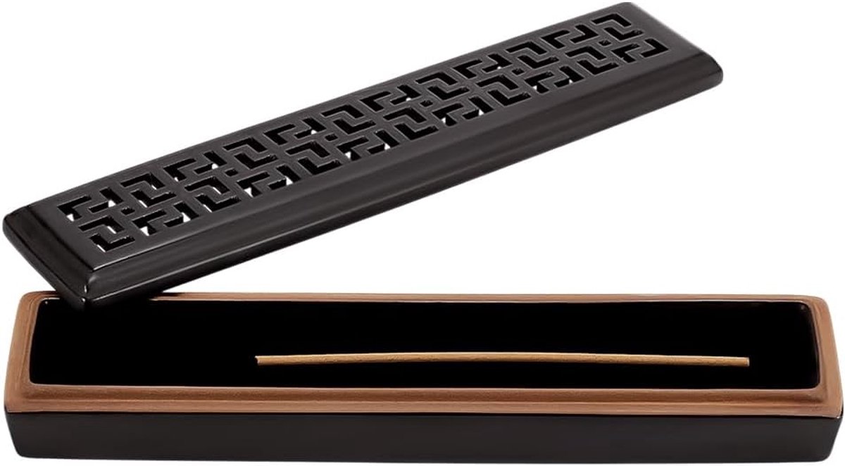 SnelShoppen - Porseleinen Wierookhouder voor Sticks 247x56x35MM Zwart Zen Decor voor Thuis en Kantoor, Meditatie, Yoga en Spa