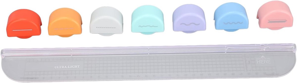 SnelShoppen - 7 In 1 Papercutter en Locatieruler, Veelzijdige Snijtool voor Recht, Gepunte Lijnen, Vouwen, Curven en Stempelen, Perfect voor Scrapbook