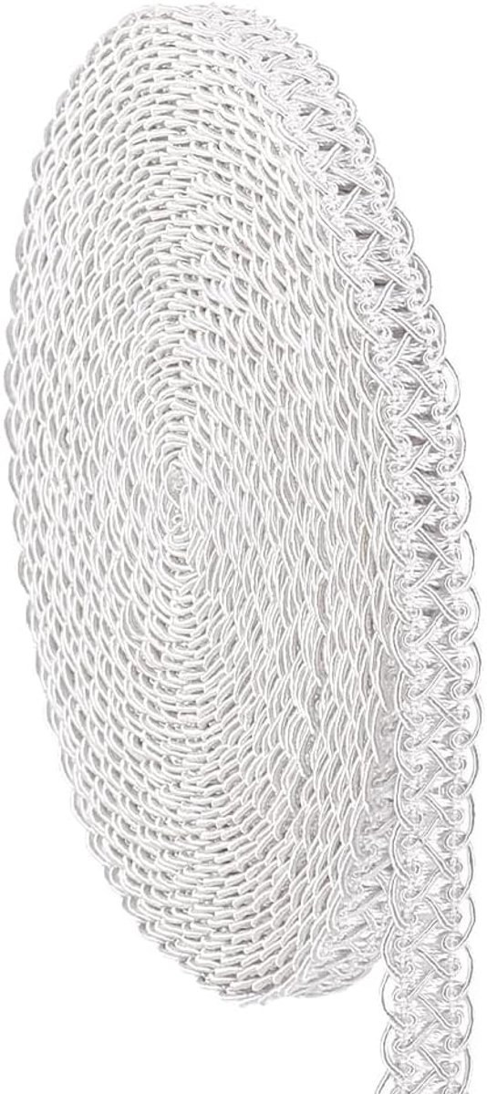 SnelShoppen - 12 m Gevlochten Kanten Rand van Polyester Wit 16 mm - Decoratieve Versiering voor Gordijnen, Wandtapijt en Handwerk - Ideaal voor Feeste