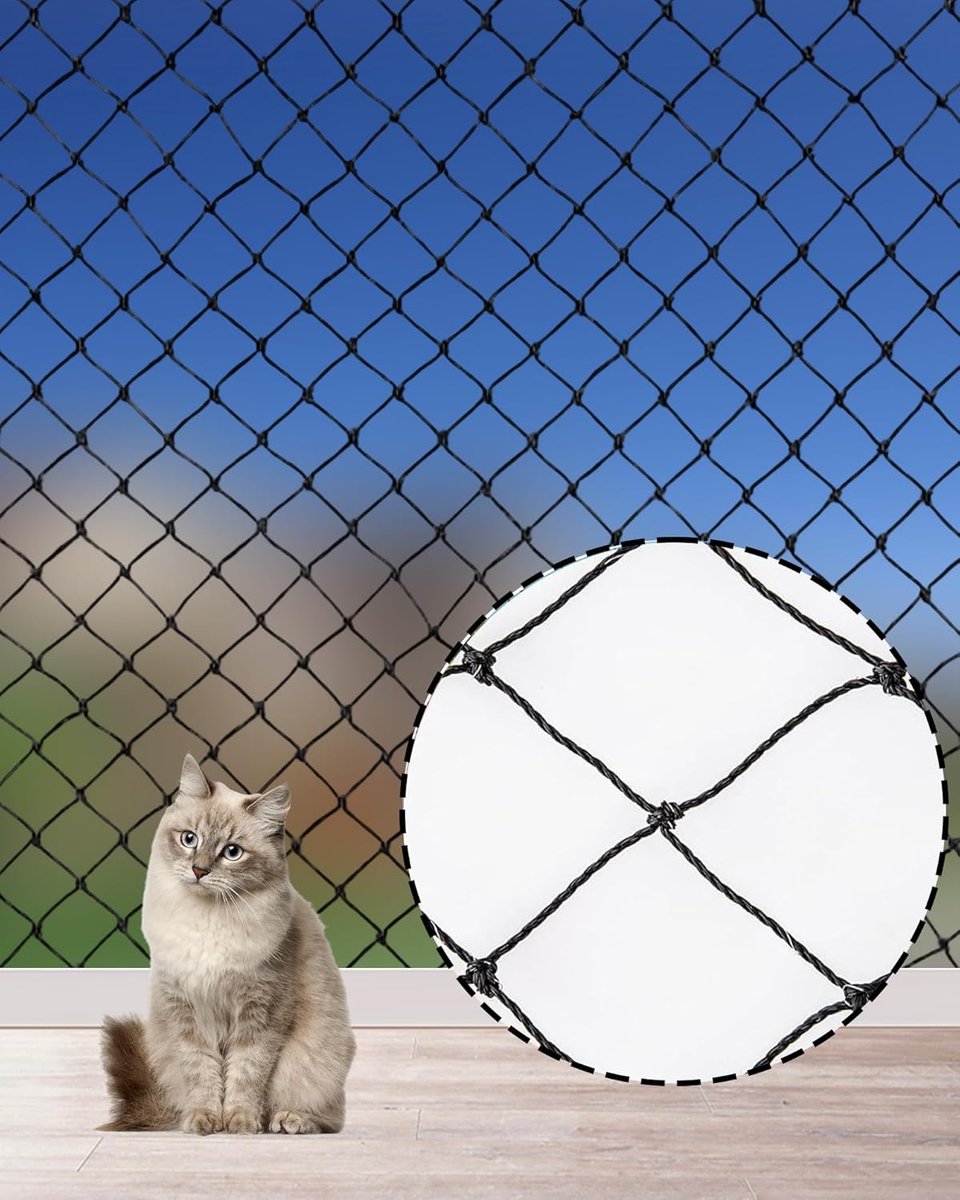 Cat Net, 6 x 3 m, Reinforced Cat Net, Balcony, Weatherproof and UV-Resistant, Suitable for Balcony, Windows, Skylight - ShopVlot