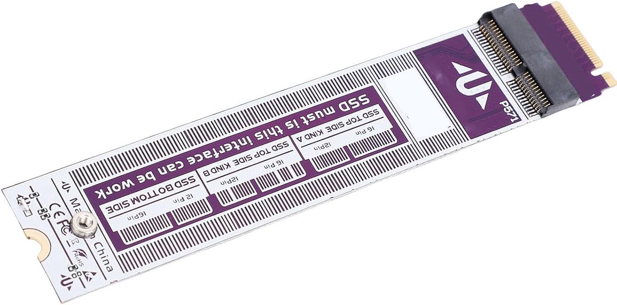 SnelShoppen - M.2 NVME SSD Adapterkaart tot 12pin 16pin voor MacBook Air Pro 2013-2017, Compatibel met A1465 A1466 A1502 A1398, Eenvoudige Installatie