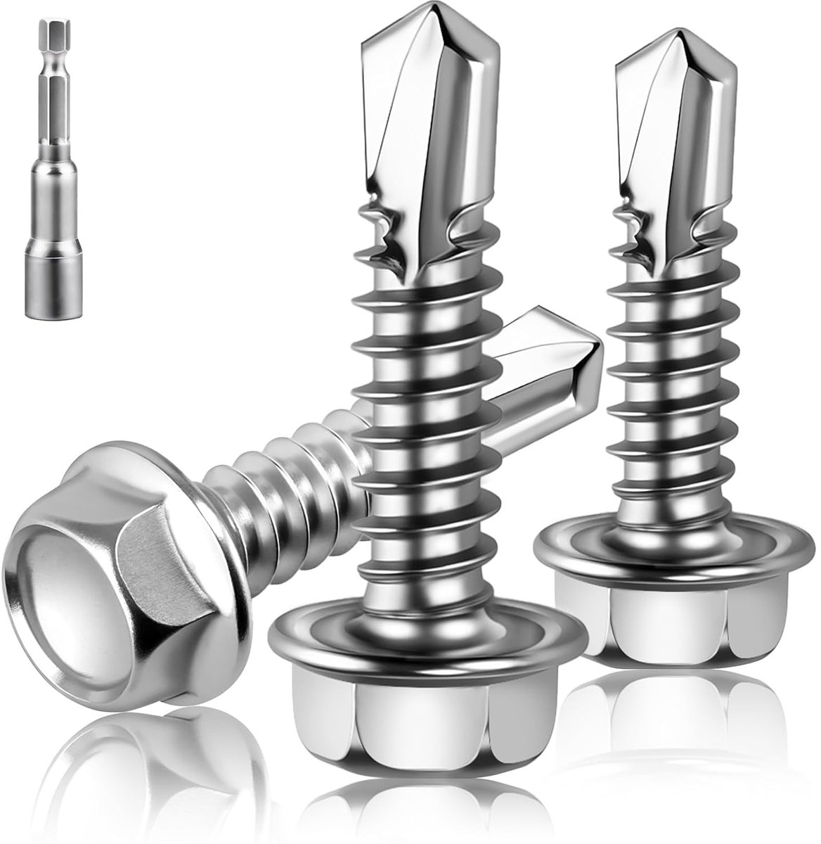 SnelShoppen - 100 Stuks Boor Schroeven 4.8 × 32 mm RVS 410 Zeskant | Zelftappende Platen Schroeven voor Trapeziumplaat en Metaal, Corrosiebestendig, I