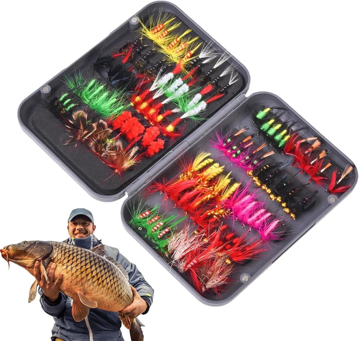 Vliegvissen Kunstaas - Visset Forel - Zoetwatervissen - Levendig Realistisch Uiterlijk - 100 stuks - Geassorteerd
