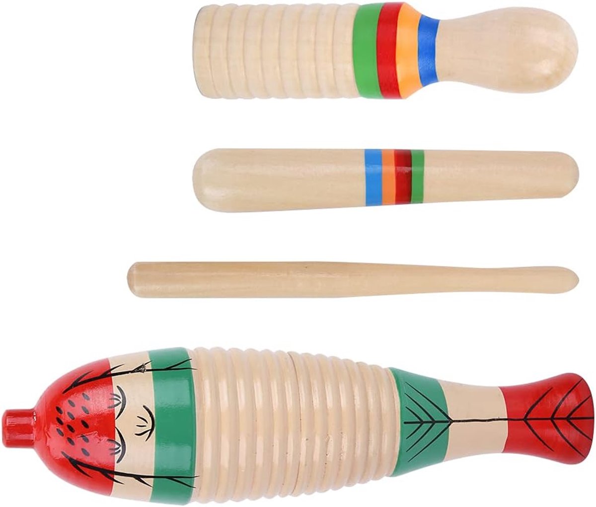 Houten Guiro Muziekinstrument - Percussie Speelgoed - Muziek Ontdekken - Dubbele Speelmethoden - 22 x 10 x 6 cm