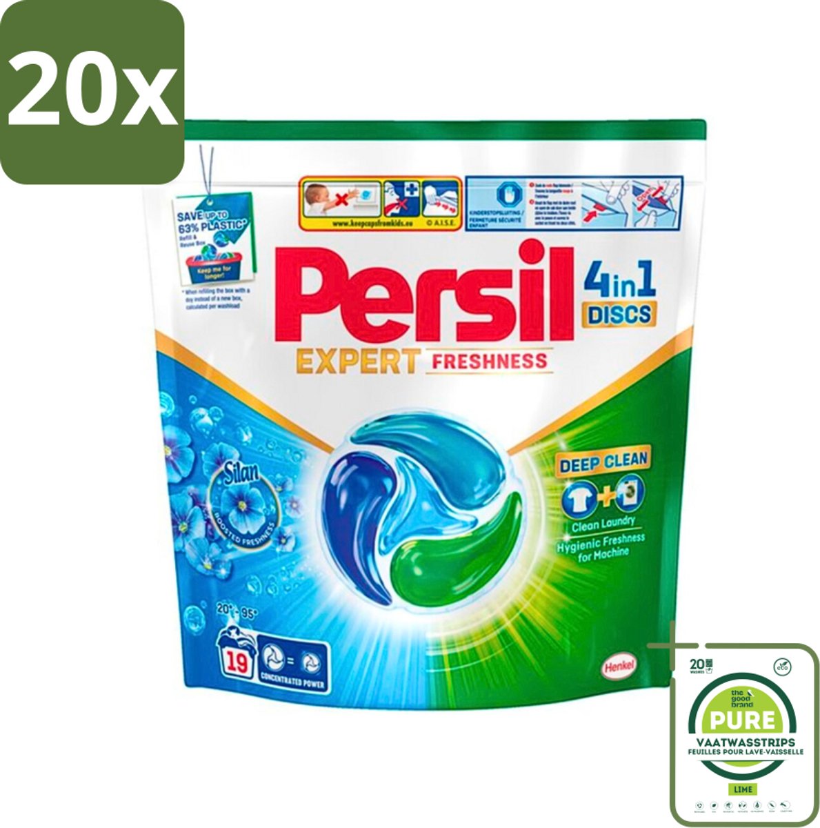 20 x Persil - Wasmiddel - Wasmiddelcapsules Freshness by Silan - Langdurige Frisheid - 19 wasbeurten - Grootverpakking - Wasmiddelcapsules - Persil - Wasverzachter - Frisheid - Diepe Reiniging