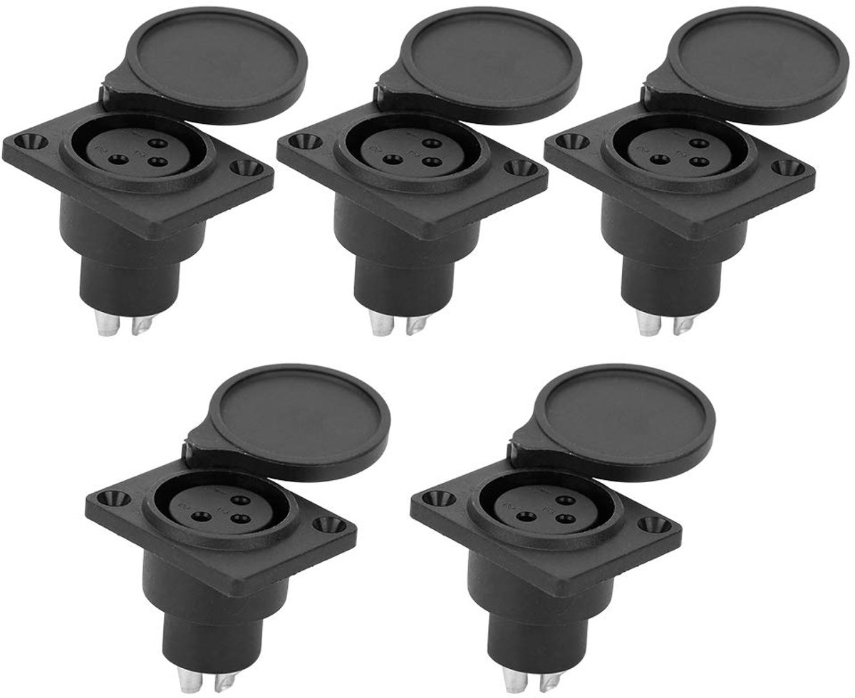 SnelShoppen - 5 Stuks XLR Waterdichte O Jack Microfoon Connector 3-Pins Chassis Paneel Plug met Afgeschermde Interferentie Geluidsreductie voor Studio
