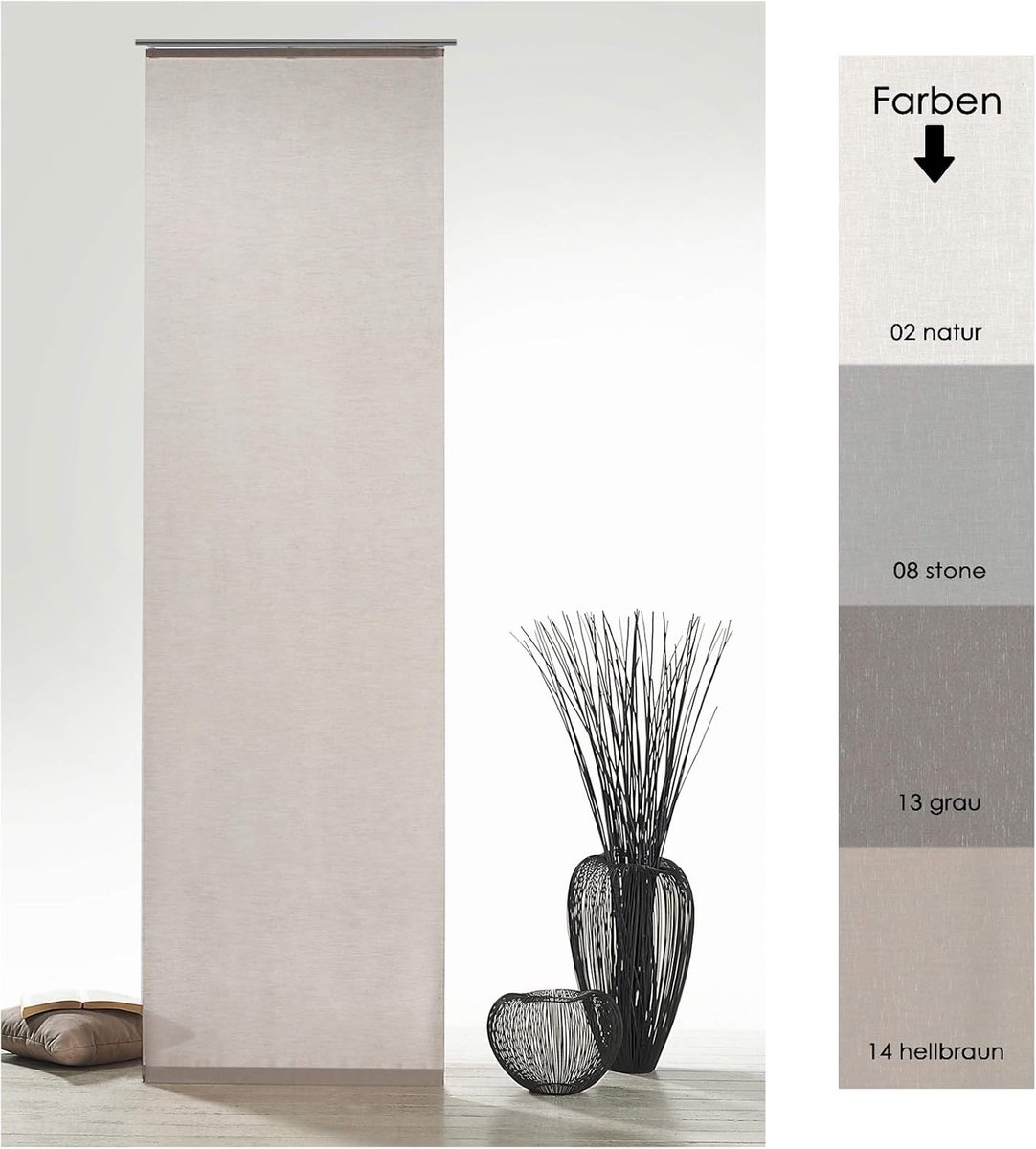 SnelShoppen - Paneelgordijn Natuur Batist Look 245x60 cm Inclusief Accessoires Kleur Steen - Mat en Transparant 100% Polyester voor Woonkamer en Slaap