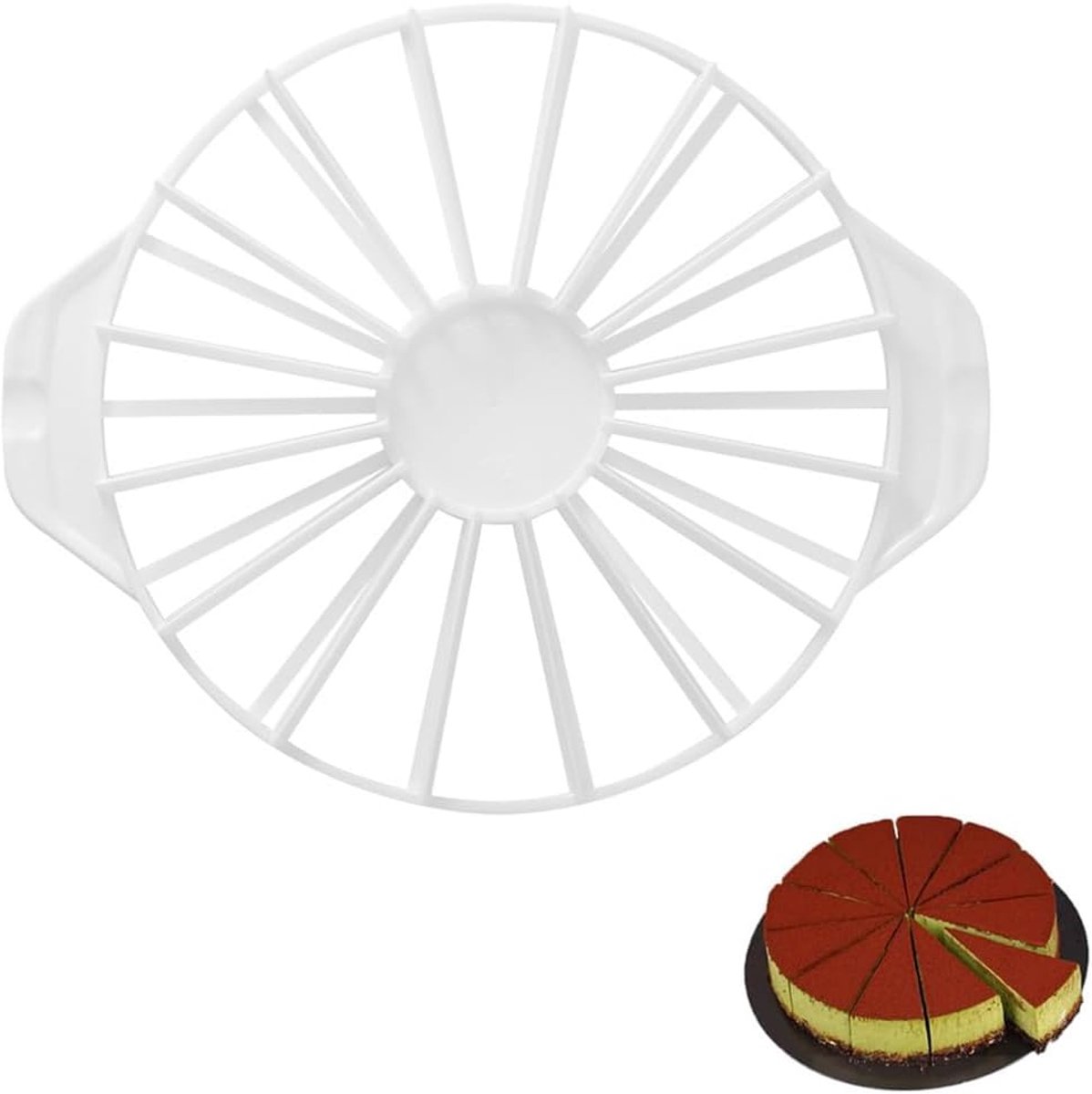 Cakedivider rond 14-16 stukken - kunststof - dubbelzijdig ontwerp - ideaal voor nauwkeurig snijden - ShopVlot