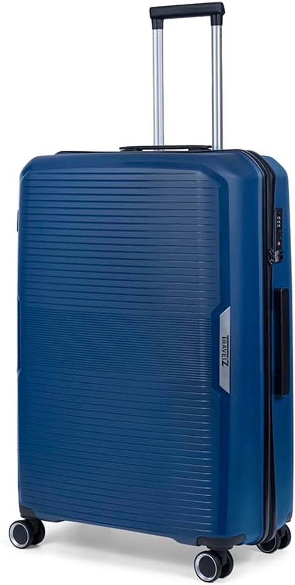 SnelShoppen - Grote Reis Koffer 78 cm - Sterke Lichtgewicht Trolley 105 ltr met TSA Slot - Blauw