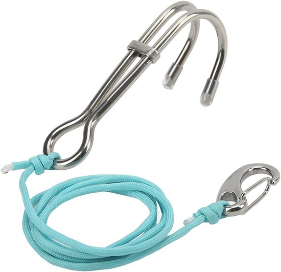 RVS Duikhaak met Dubbele Reefhaak en Luminous Lijn voor Grotten Duiken Accessoires - Luminous Sky Blue van rvs — afbeelding 5