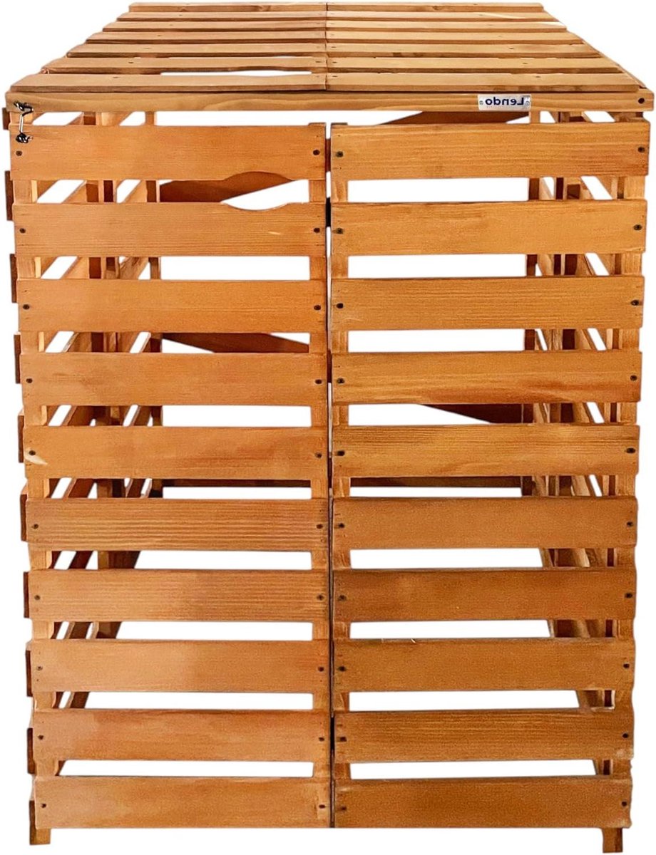 Containerombouw Hout - Afvalbak Bekleding - Afvalbakken Opbergen - Oneindig Uitbreidbaar - 71x80x118cm - Honingbruin
