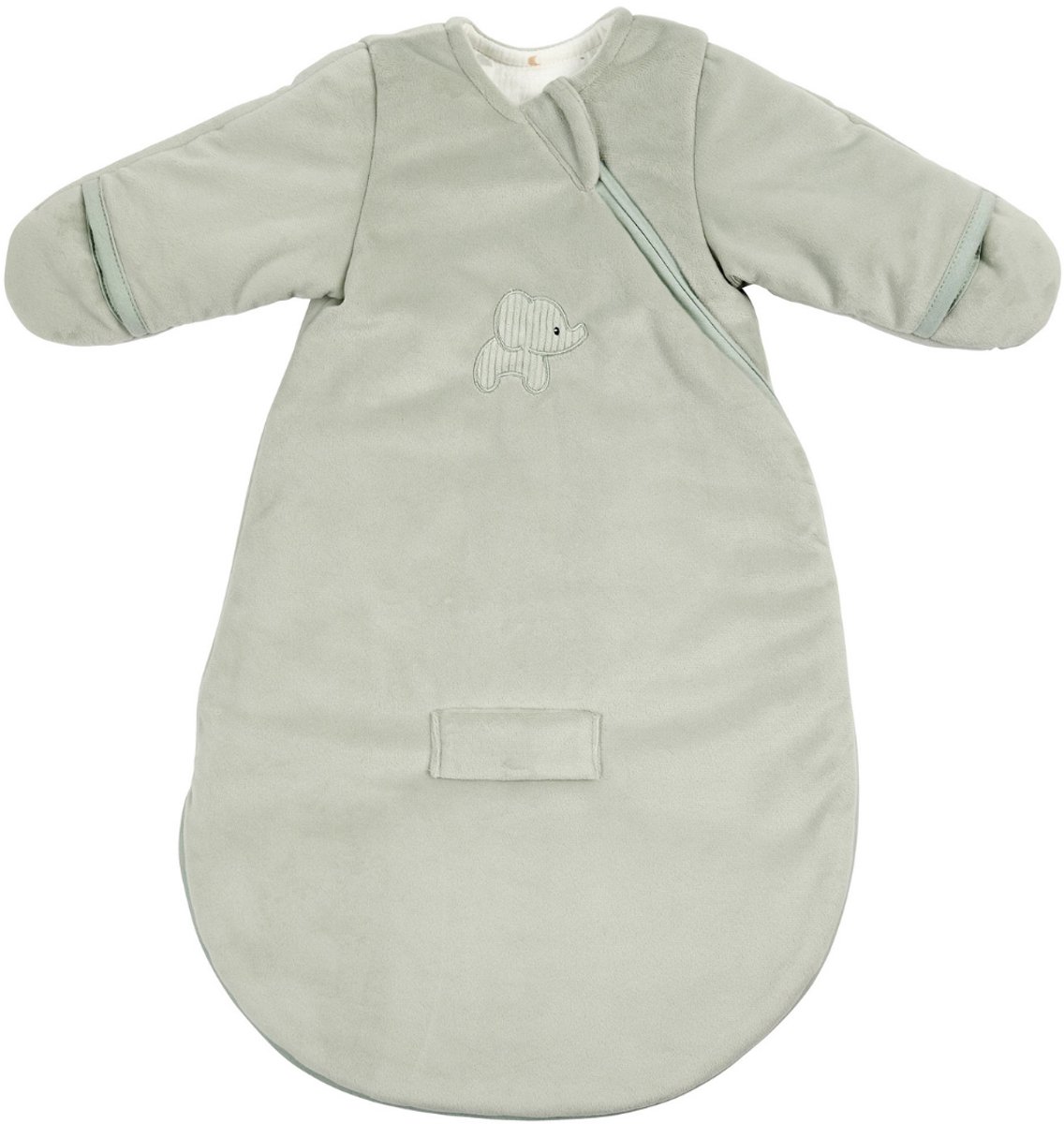 Nattou LouLou Baby Slaapzak 60 cm - Slaapzak met Mouwen in Velours - TOG 2,5 - Zachte Babyslaapzak - Groen