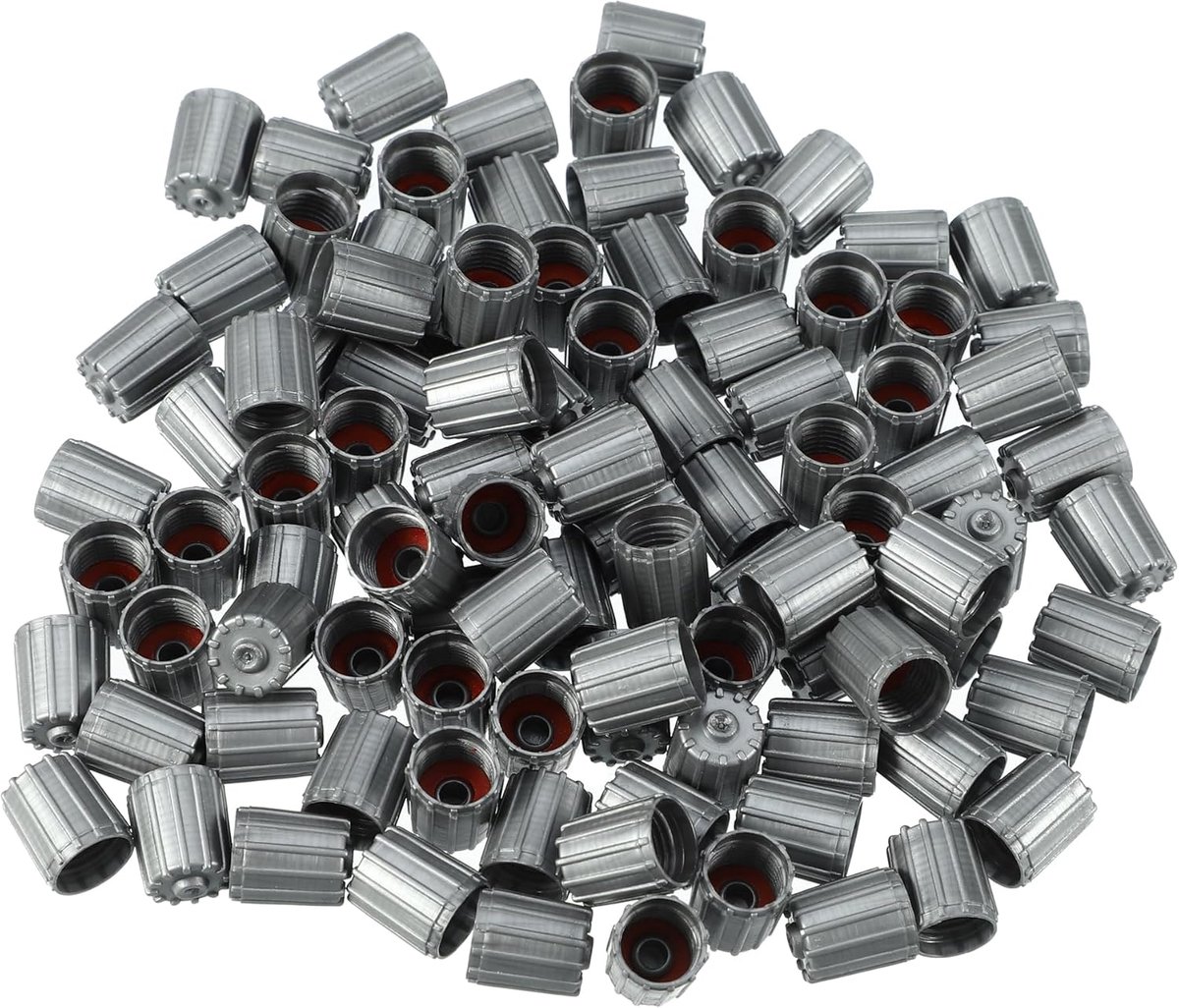 Allecta - Ventieldopjes voor Auto en SUV - 12mm - Grijs - 100 Stuks - Bandaccessoires - Ventielkapjes - Wieldoppen scalen