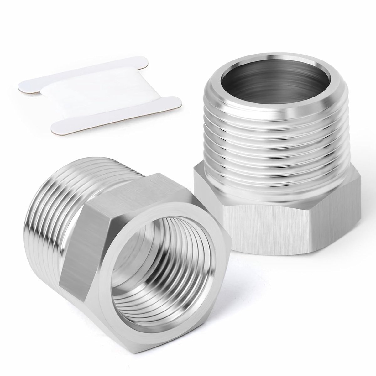 2pcs 304 Stainless Steel Reducer Hex Bushing, 1/2" BSP Male to 3/8" BSP Female Tube, Reduce Adapter Fitting Converter - ShopVlot