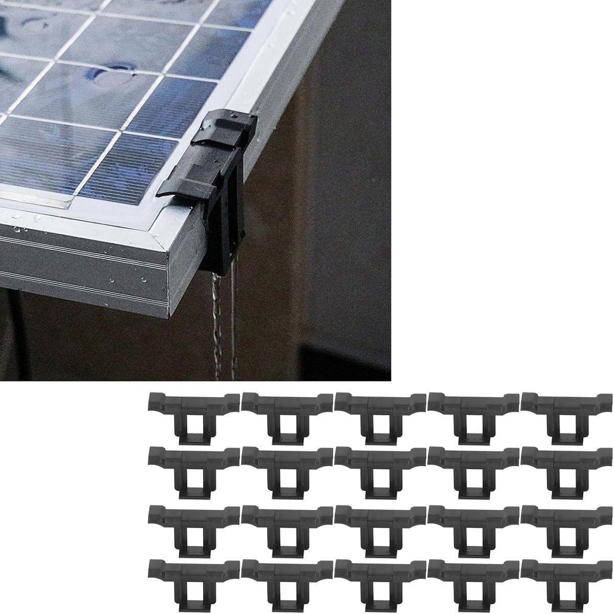 SnelShoppen - 20 STKS 30mm Zonnepaneel Afvoer Clip - Fotovoltaïsche Panelen Water Clip - Duurzame ABS Reinigingsclip voor PV Modules - Buiten Gebruik