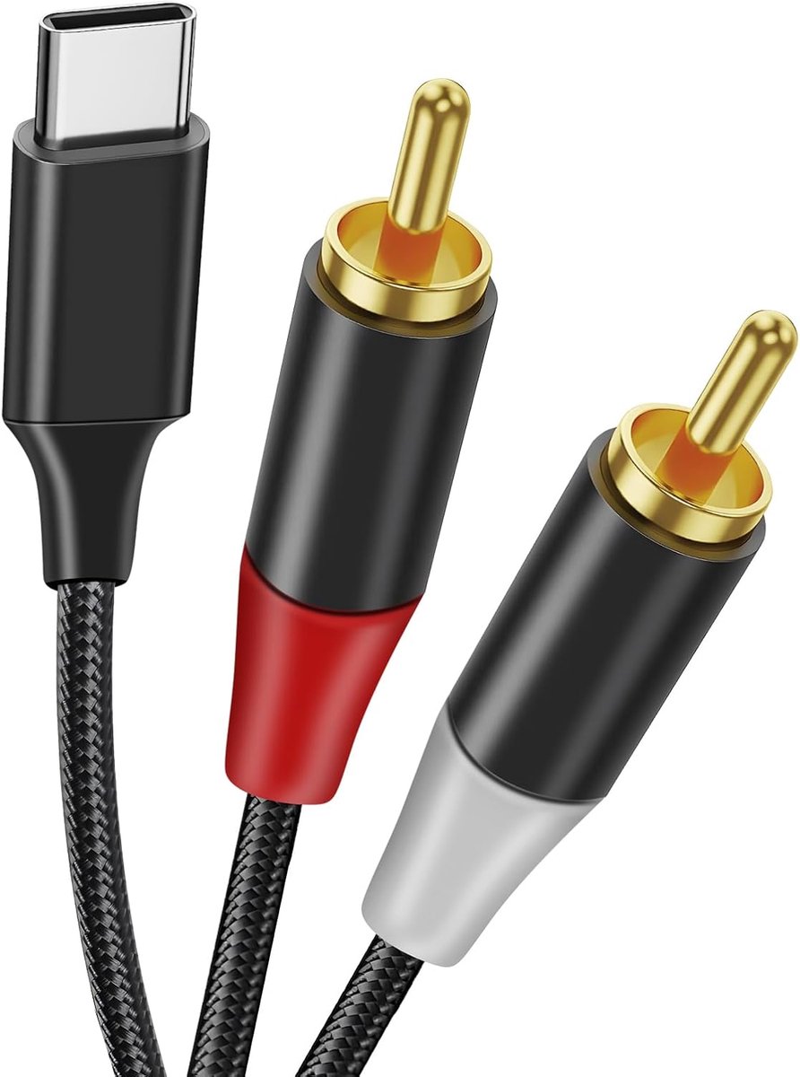 SnelShoppen - USB C naar 2 RCA Audio Stereo Adapter Kabel - Type C Plug naar 2 RCA Plug - Y Audio Kabel voor iPhone/iPad/Smartphone/Tablets/Computer/L