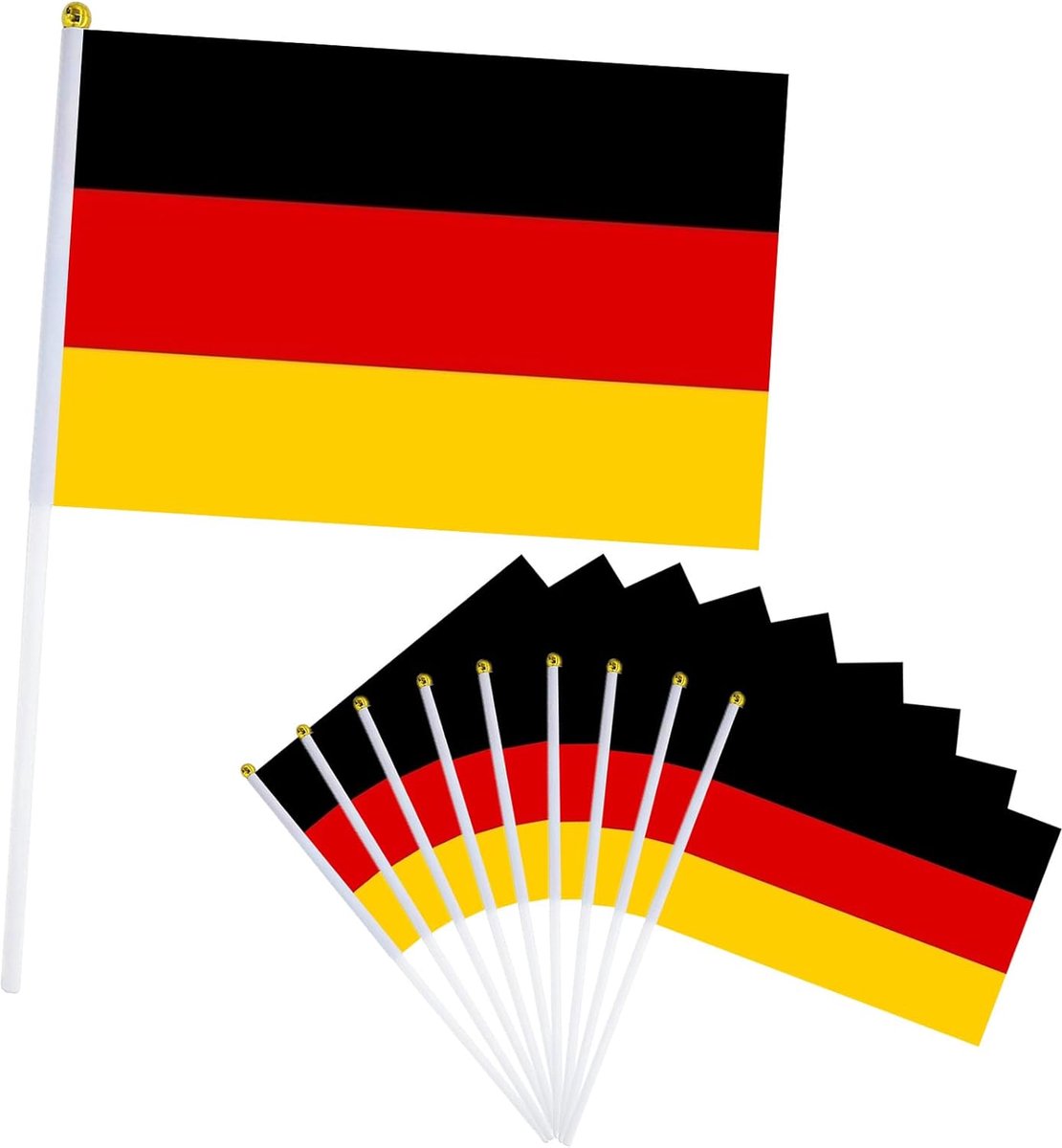SnelShoppen - Handheld Vlaggen Duitsland - Ideaal voor Feesten, Sportevenementen, Tuin, Camping - Kleur: Duitsland, Materiaal: Polyester - Set van 1 V