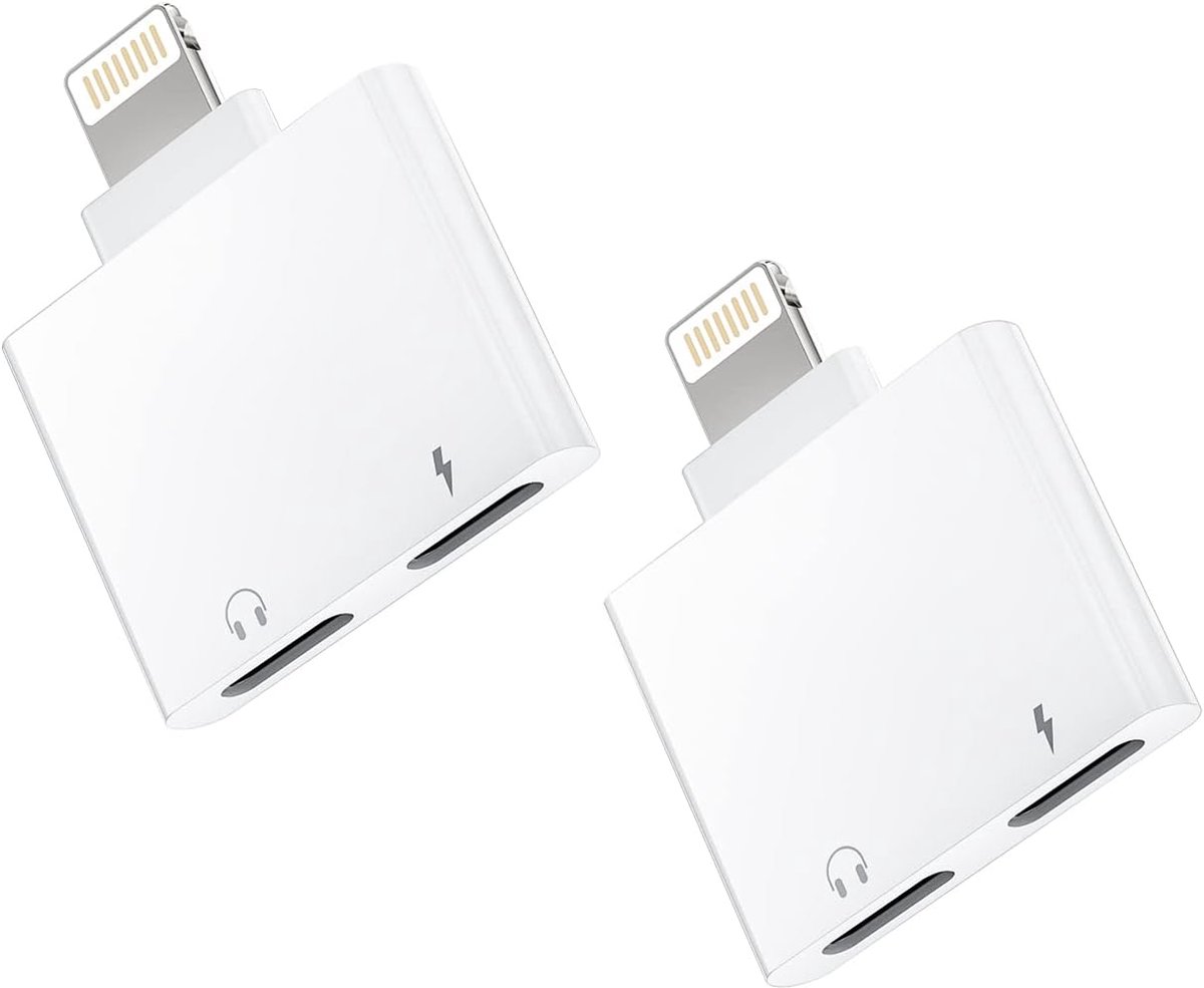 SnelShoppen - Dual Lightning Adapter voor iPhone (2PCS) Jack Hoofdtelefoon Oplader Accessoires AUX Kabel voor Apple Audio Kabel Hoofdtelefoon Adapter