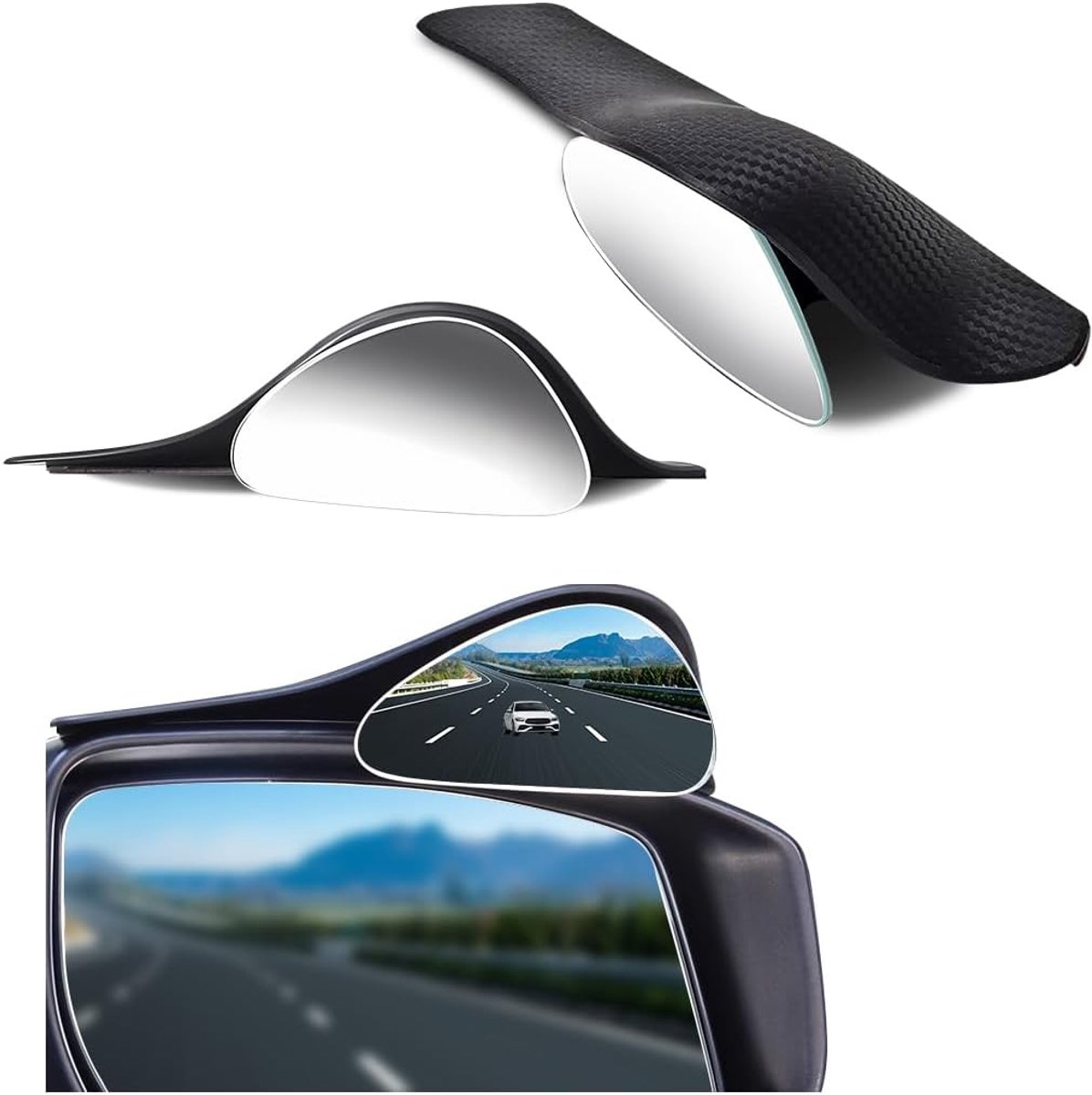 SnelShoppen - 2 Stuks HD Glas Convex Spiegel voor Auto, Waterproof Blind Spot Spiegel, Breedhoek Zijspiegels voor Universele Auto, Truck, SUV, Motorfi
