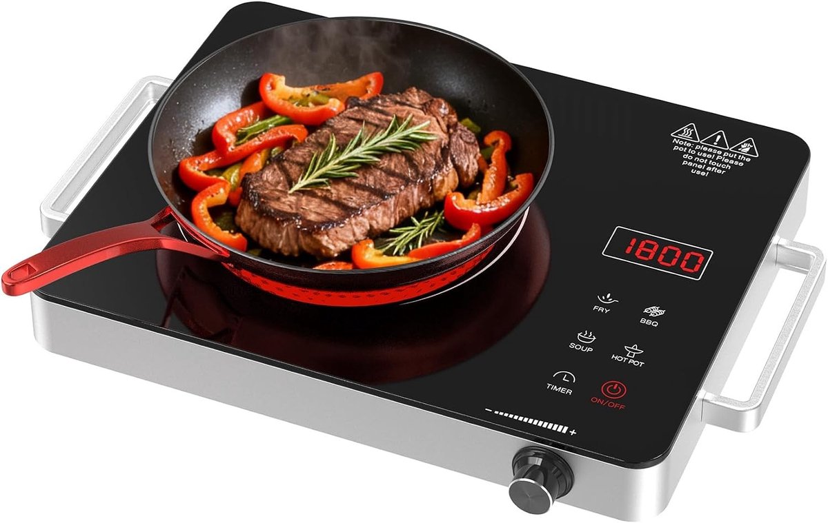 Draagbare Elektrische Kookplaat - Wit - 36 cm - Keramisch Paneel met 4 Kookstanden - Voor Tafel, Camping en Balkon