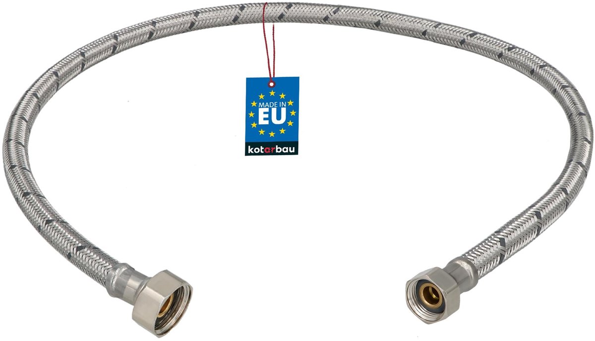KOTARBAU® Flexibele Aansluitslang 1/2“ x 3/8“ - Flexibele Kraanslang 80 cm - Sanitaire Aansluitslang - Flexibele Verbindingsslang - Aansluitslang Armatuur - met Roestvrijstalen Vlechtwerk