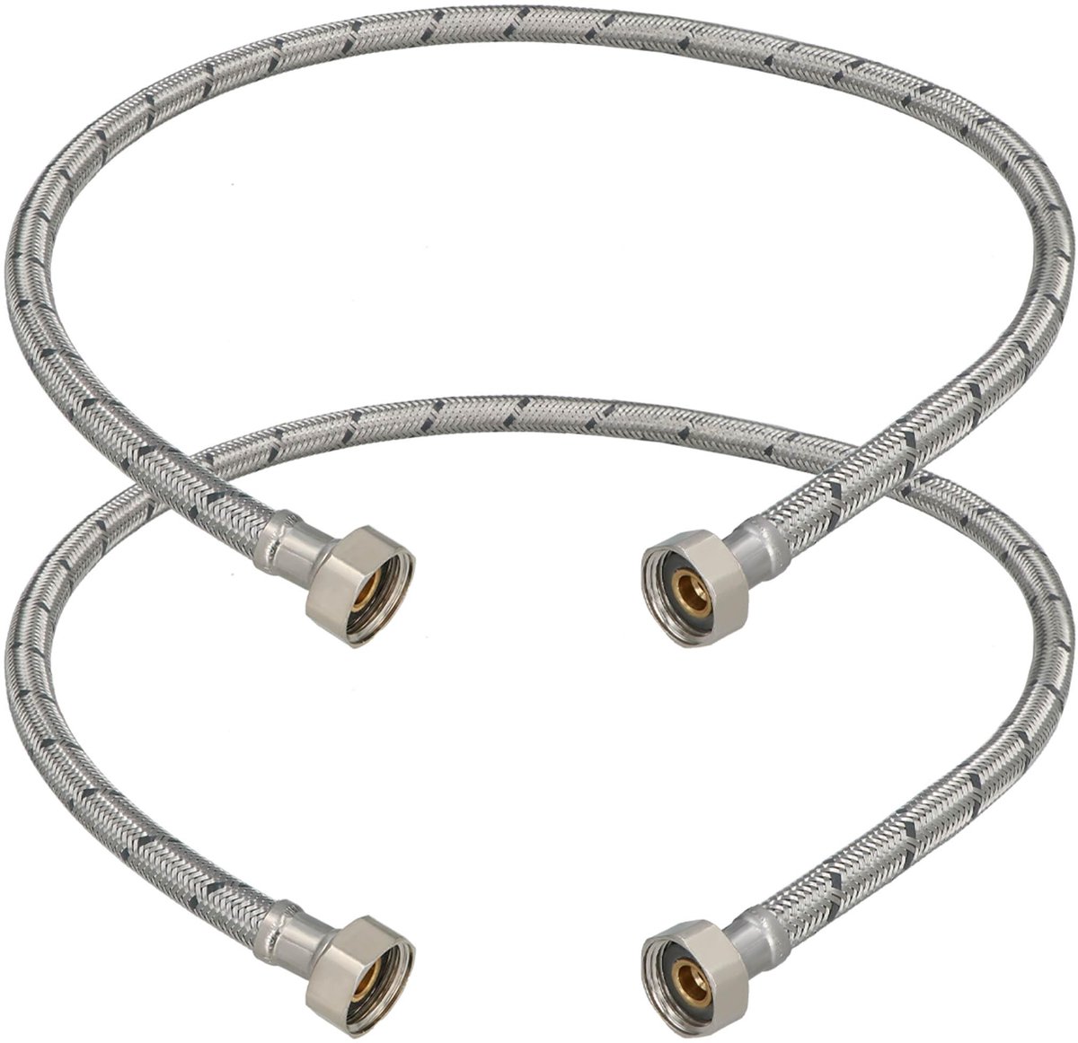 KOTARBAU® 2 Stuks - Flexibele Aansluitslang 1/2" x 1/2" - Flexibele Kraanslang 90 cm - Sanitaire Aansluitslang - Flexibele Verbindingsslang - Aansluitslang Armatuur - met Roestvrijstalen Vlechtwerk