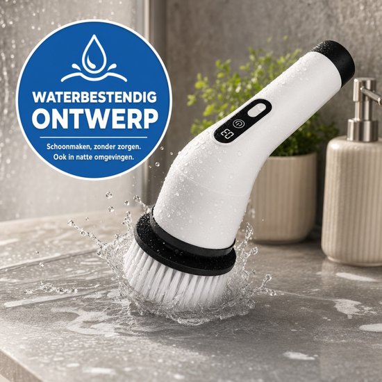 Nexxt Elektrische Schoonmaakborstel 9-in-1 - Draadloos - 3 Snelheden - Led Display - Uitschuifbare Steel - 60 Tot 90 Minuten - Voor Badkamer, Keuken, Tegels en Auto — afbeelding 2