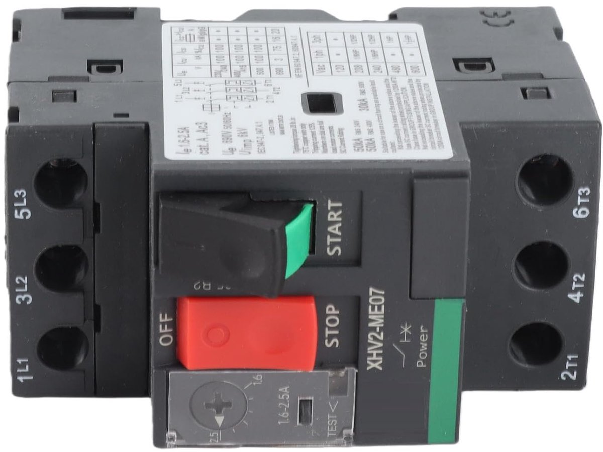 SnelShoppen - Automatische Motorbeveiligingsschakelaar, 3P, 1.6-2.5A, AC690V, Vlamvertragend PC, Met Vertraging voor Motoren, 35mm Railsysteem