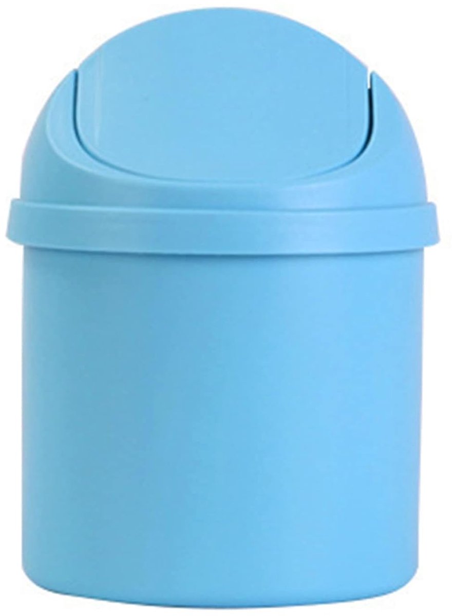 SnelShoppen - Mini Desktop Prullenbak met Deksel, Compacte Tafelafvalbak, Kleine Afvalemmer voor Thuis, Keuken, Make-up Tafel, Slaapkamer - Blauw - Ho