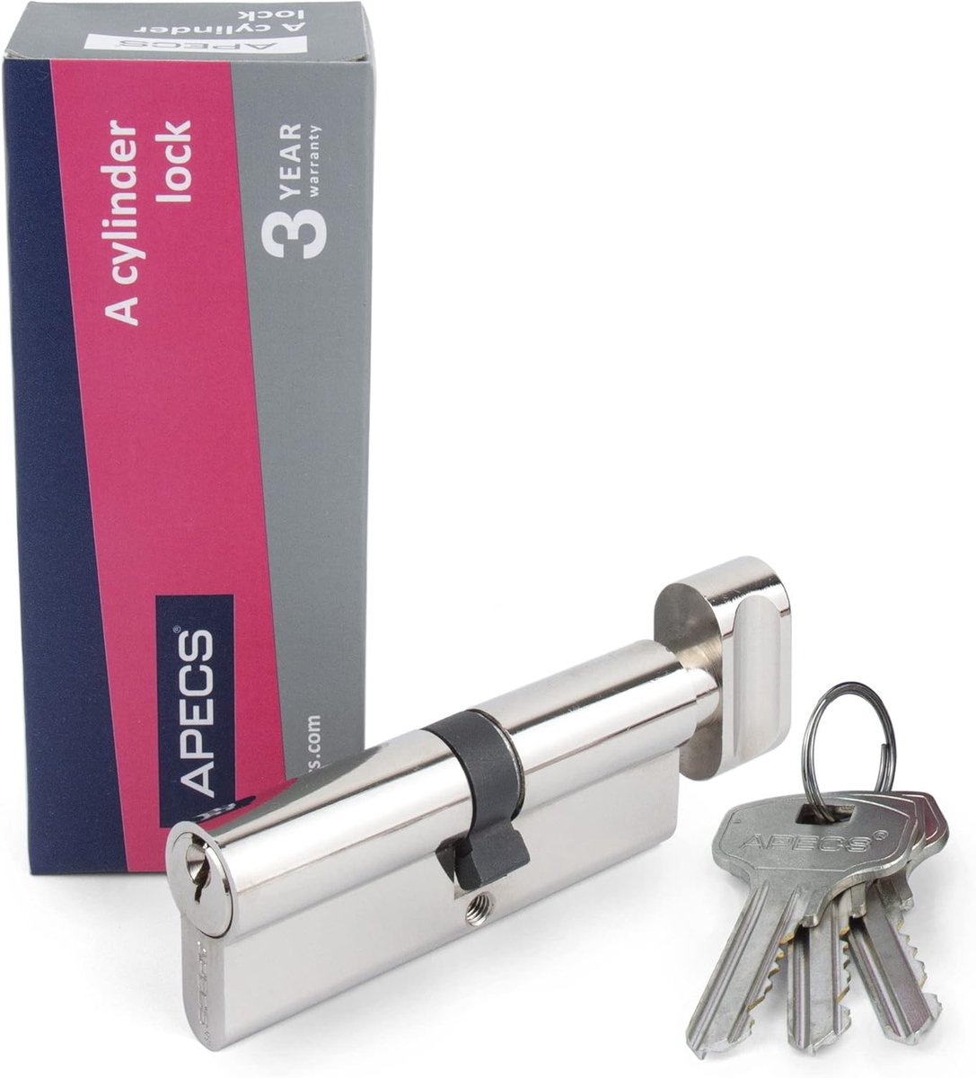 SnelShoppen - Locking cylinder met knopcilinder 95 mm (40/55C) voor voordeur, hoogwaardige messing deurcilinder met 3 sleutels, veilig en duurzaam