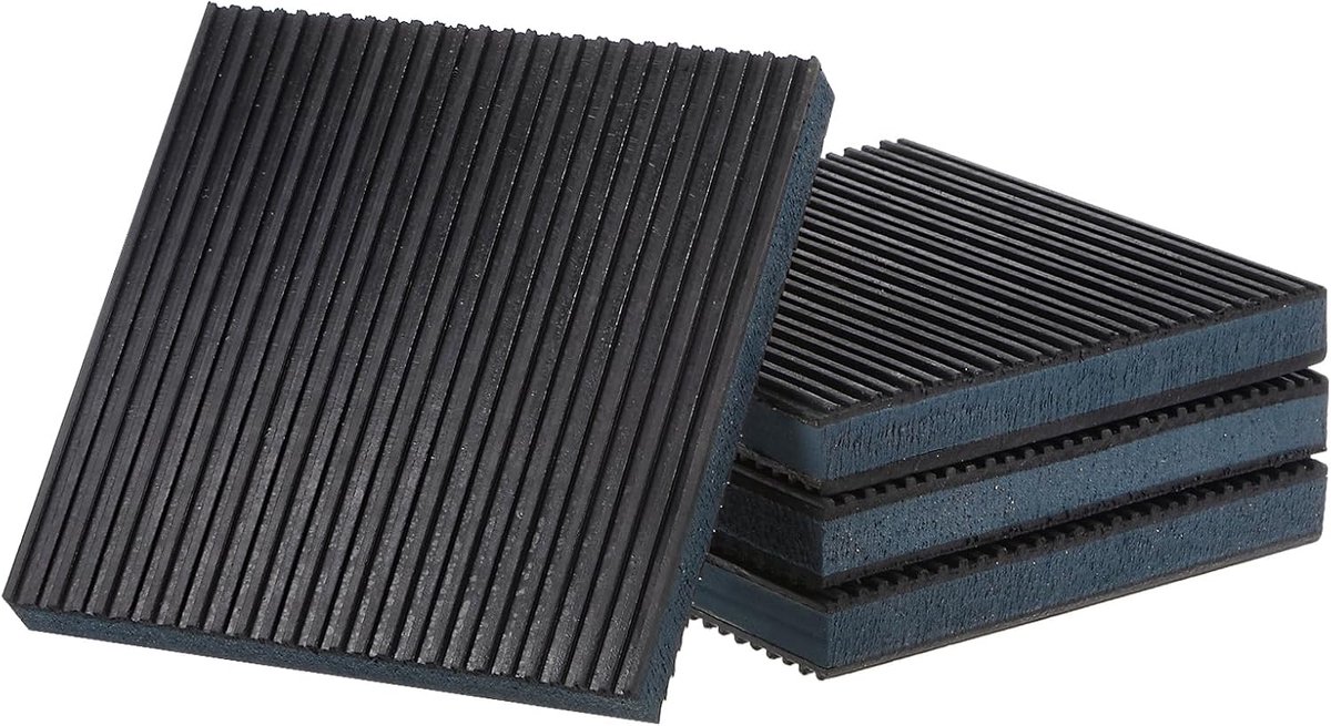 SnelShoppen - 4 Stuks EVA Foam Anti-Vibratie Pads - 15x15cm x 2.4cm Rubber Isolatie Pads, Antislip voor HVAC Systeem en Wasmachine, Zwart en Blauw