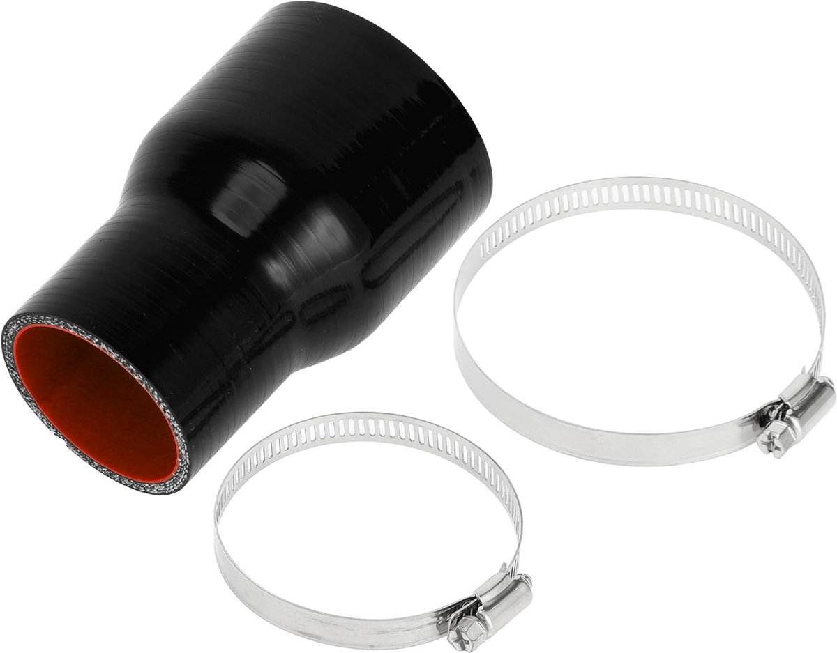 SnelShoppen - Silicone Slang Koelslang 2.24"-2.99" ID 5.00" Lengte 0° Rechte Koppeling Met Klemmen 4-Laags 5mm Dikke Luchtinlaat/Turbo/Intercooler Zwa