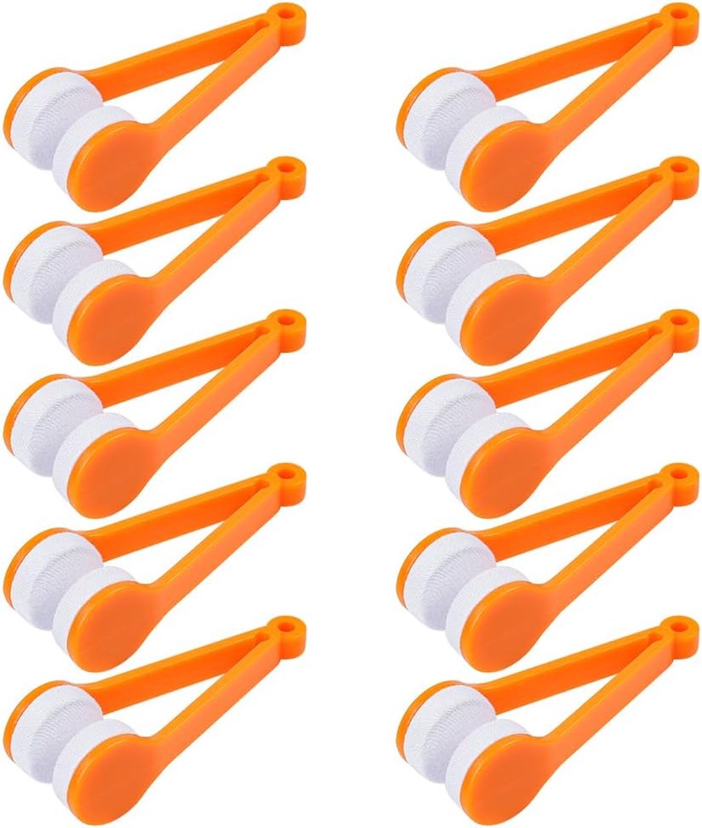 SnelShoppen - 10 Stuks Mini Microfiber Cleaner Set, Zachte Brilborstels, Zonnebril Schoonmaakclips, Essentiële Brilreinigers, Geel, Voor Thuis en Onde