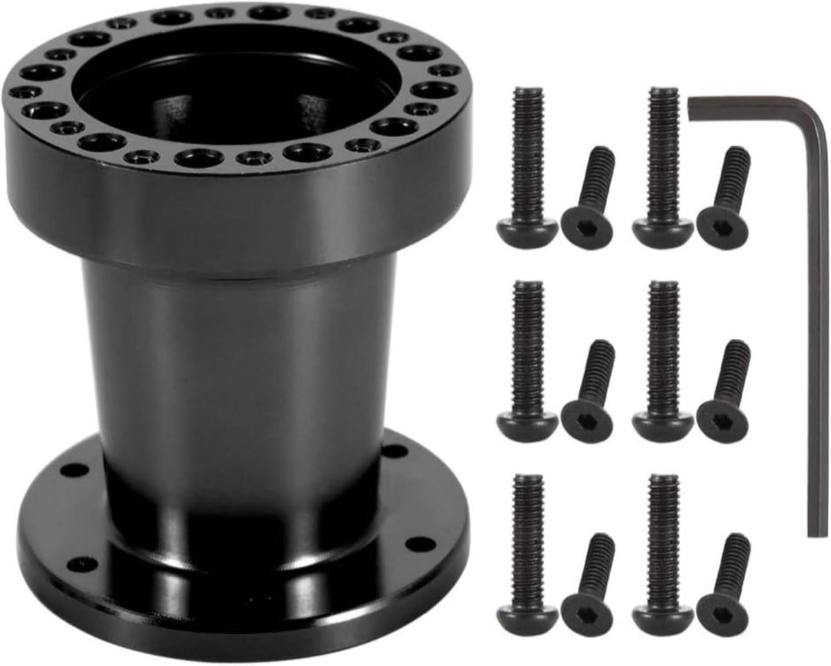 SnelShoppen - 3 Inch Universele Aluminium Spacer Stuurwiel Hub Adapter Kit - Zwart - Hoogwaardige Stevigheid en Lichtgewicht - Professionele Afwerking