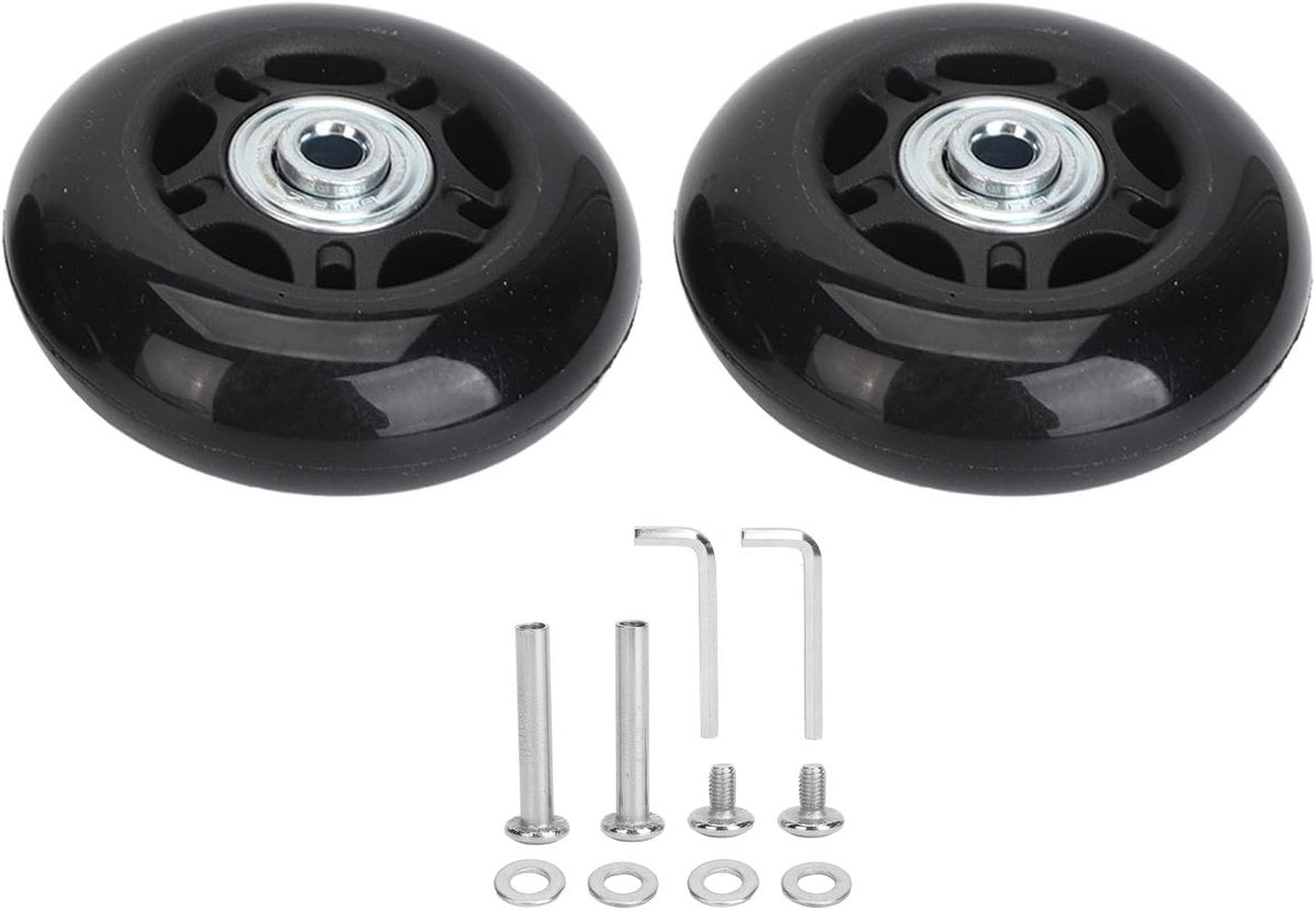 SnelShoppen - Vervangwielen voor Bagagekoffers, 12 Stuks Stille Rubber Rollen met Lagers, Reparatieset voor 56 64 68 70mm Universele Wielen, Ideaal vo