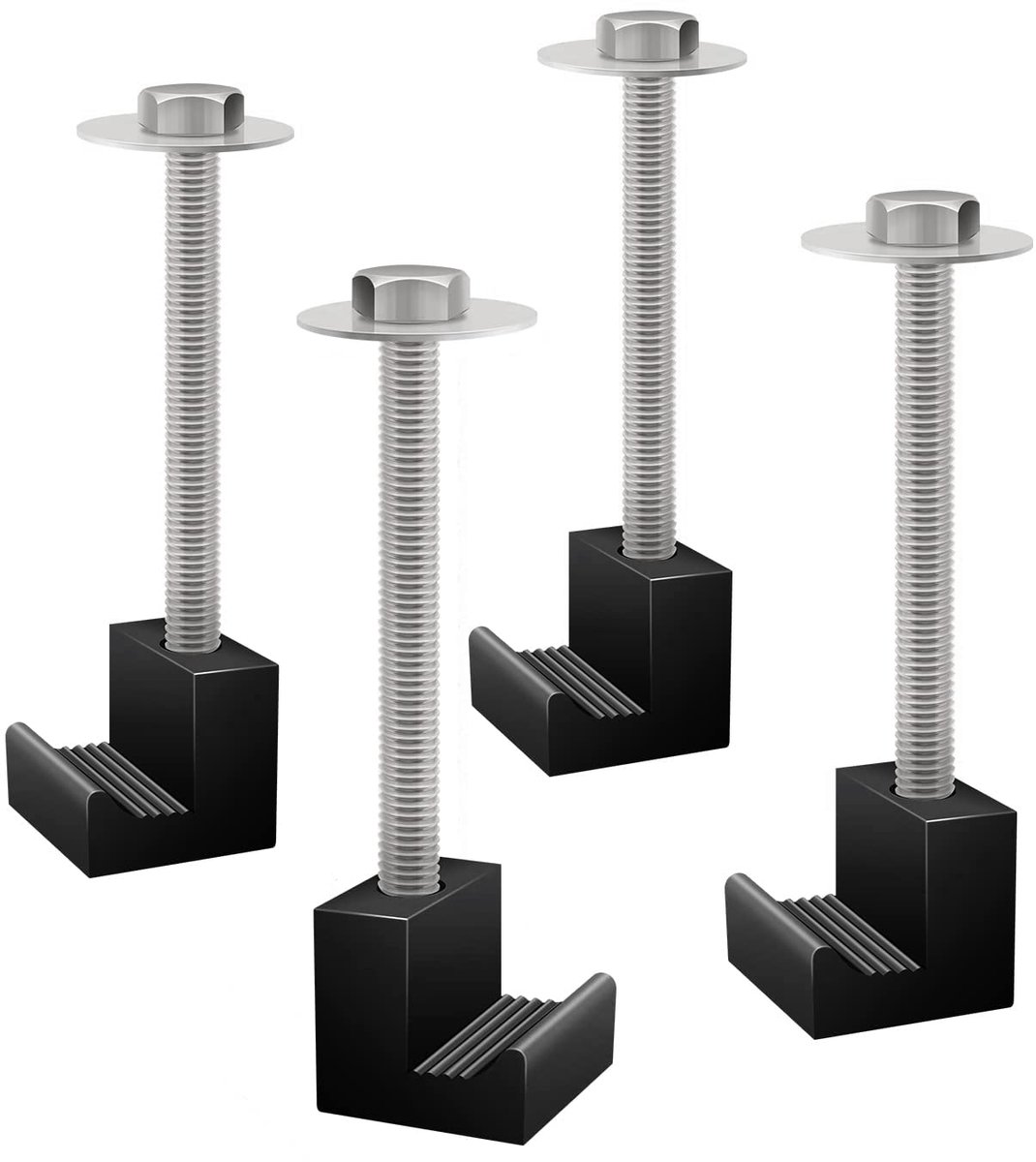 SnelShoppen - 4 Stuks Aluminium Montage Klemmen voor Pickup Truck Gereedschapskist Bevestigingshaak Crossover Toolbox Zwart