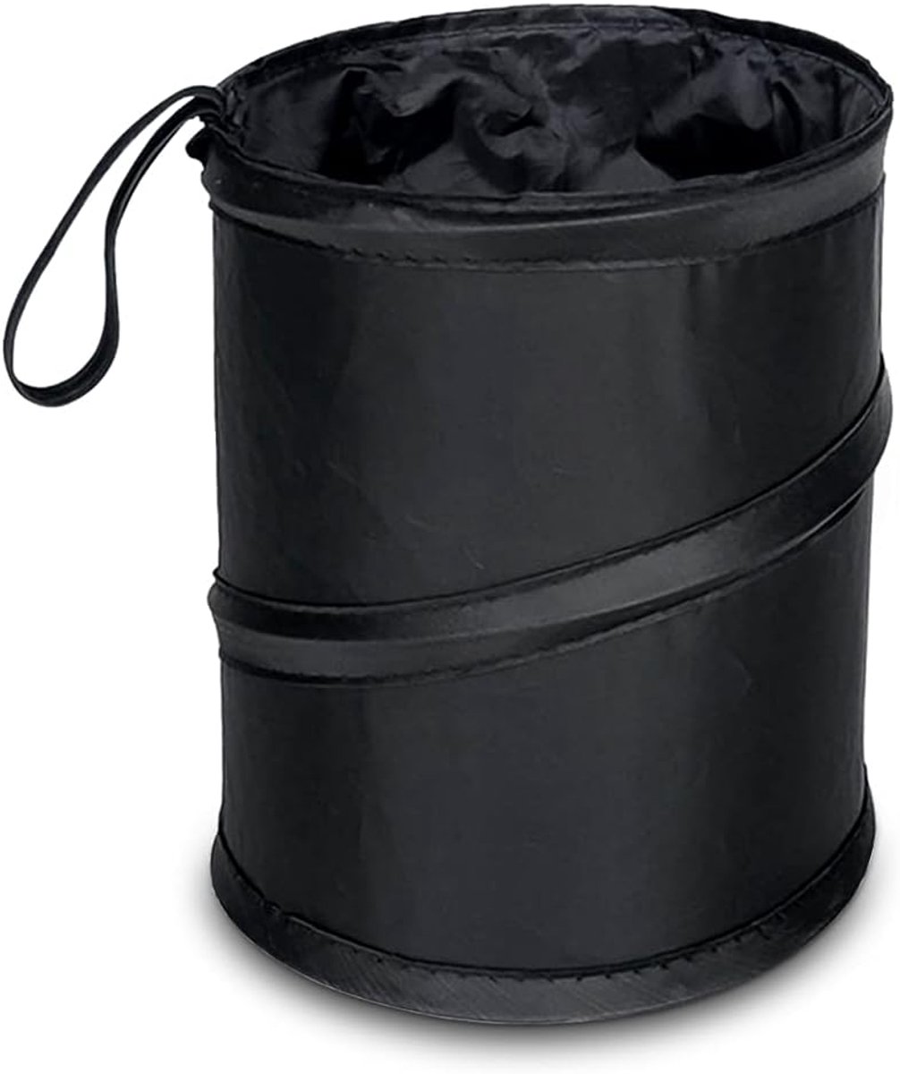 SnelShoppen - Mini Auto Vuilnisbak, Opvouwbare Auto Afvalbak, Lekvrije en Waterdichte Hangende Vuilnisbak met Deksel, Zwart, 16x16x20cm, Perfect voor