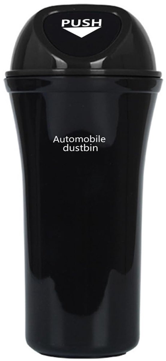 SnelShoppen - Mini Prullenbak met Deksel - Waterdichte Afvalbak voor Auto, Bekerhouder, Console - Compact en Draagbaar - Zwart - Ideaal voor Auto, Sla