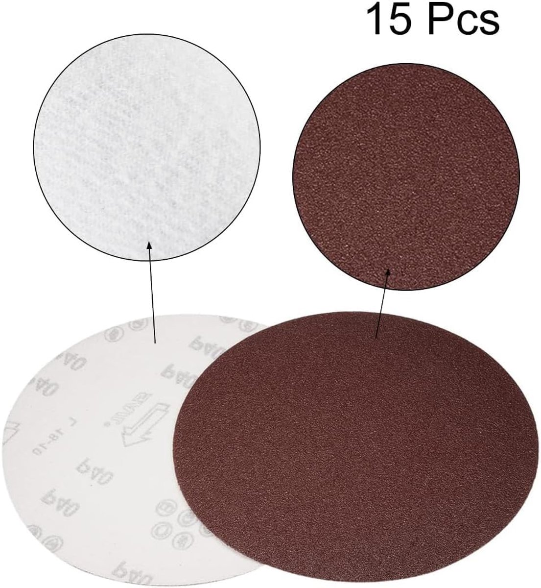 SnelShoppen - 15 Stuks PSA Schuurdiscs 40 Grit 20,3 cm Haak en Lussen Schuurpapier voor Hout, Verf, Kunststof - Zelfklevende Schuurpads - Ideaal voor