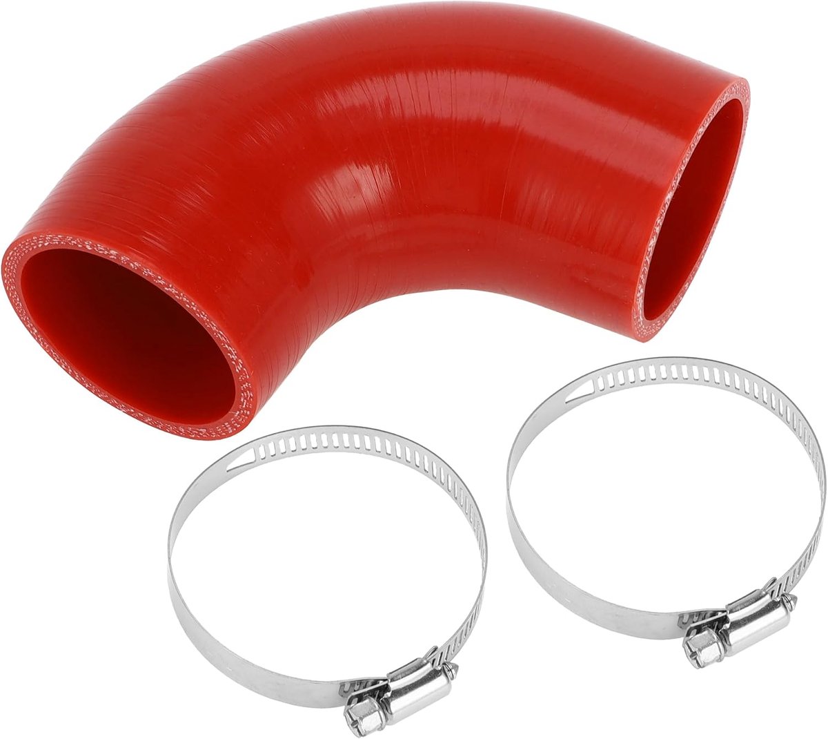 SnelShoppen - 57mm Siliconen Slangset 90° met Klemmen - Rood - Koelvloeistof Slang - Universeel - Max 300°C - Voor Motorolie, Remvloeistof, Antivries