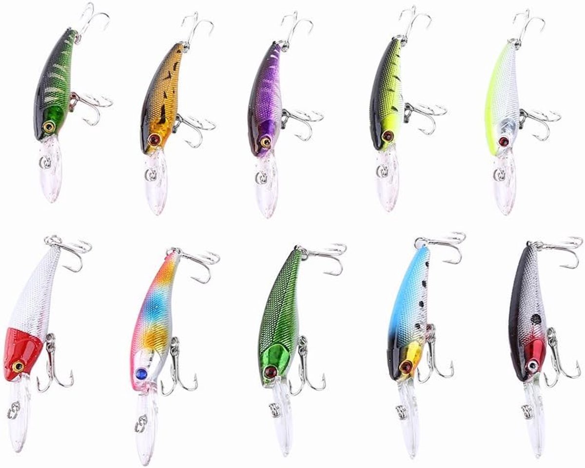 SnelShoppen - Set van 10 Visspecialiteiten: Crankbaits, Cyprinida Haakjes van Metaal, Visgerei voor de Perfecte Vangst