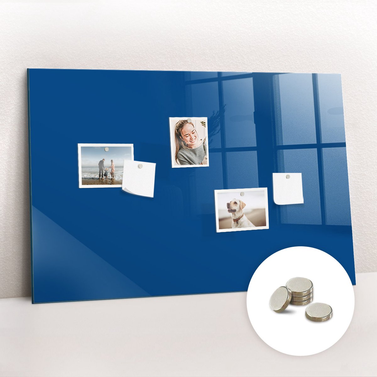 Tulup Glassboard - Blauwe kleur Magneetbord - 90 cm x 60 cm - Memobord Magnetisch - Decoratief Magnetisch Bord - Magnetic Board Blauw - Inclusief Gratis Magneten - Magnetisch Memobord - Memobord Glas