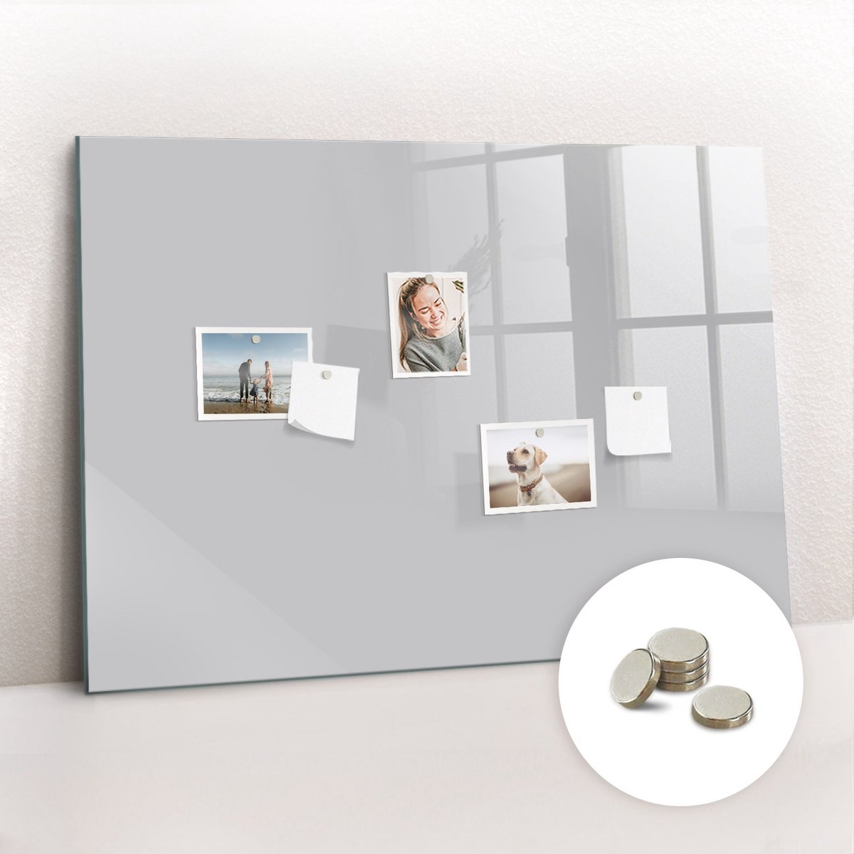 Tulup Glassboard - Lichtgrijze kleur Magneetbord - 100 cm x 70 cm - Magneetbord Muur - Decoratief Magnetisch Bord - Memo Magneetbord Lichtgrijs - Inclusief Gratis Magneten - Magnetisch Bord - Magneetbord Keuken