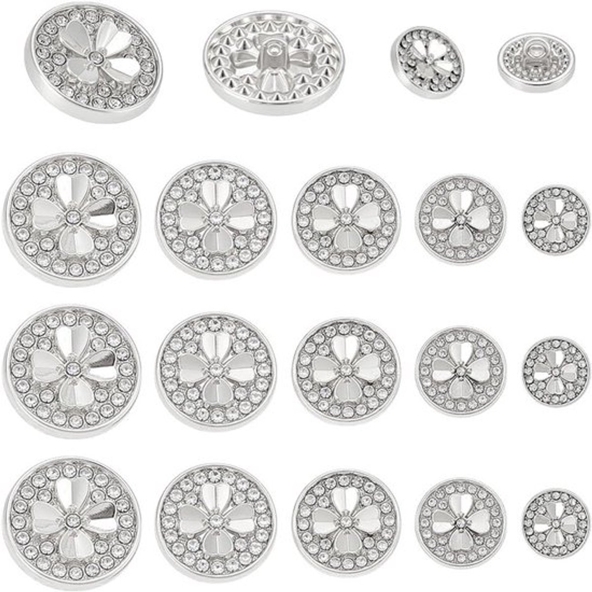 15 Stuks Diverse Ronde Strass Knopen, Decoratieve Alloy Knopen voor Kleding, Huishoudelijke Decoratie en Sieraden