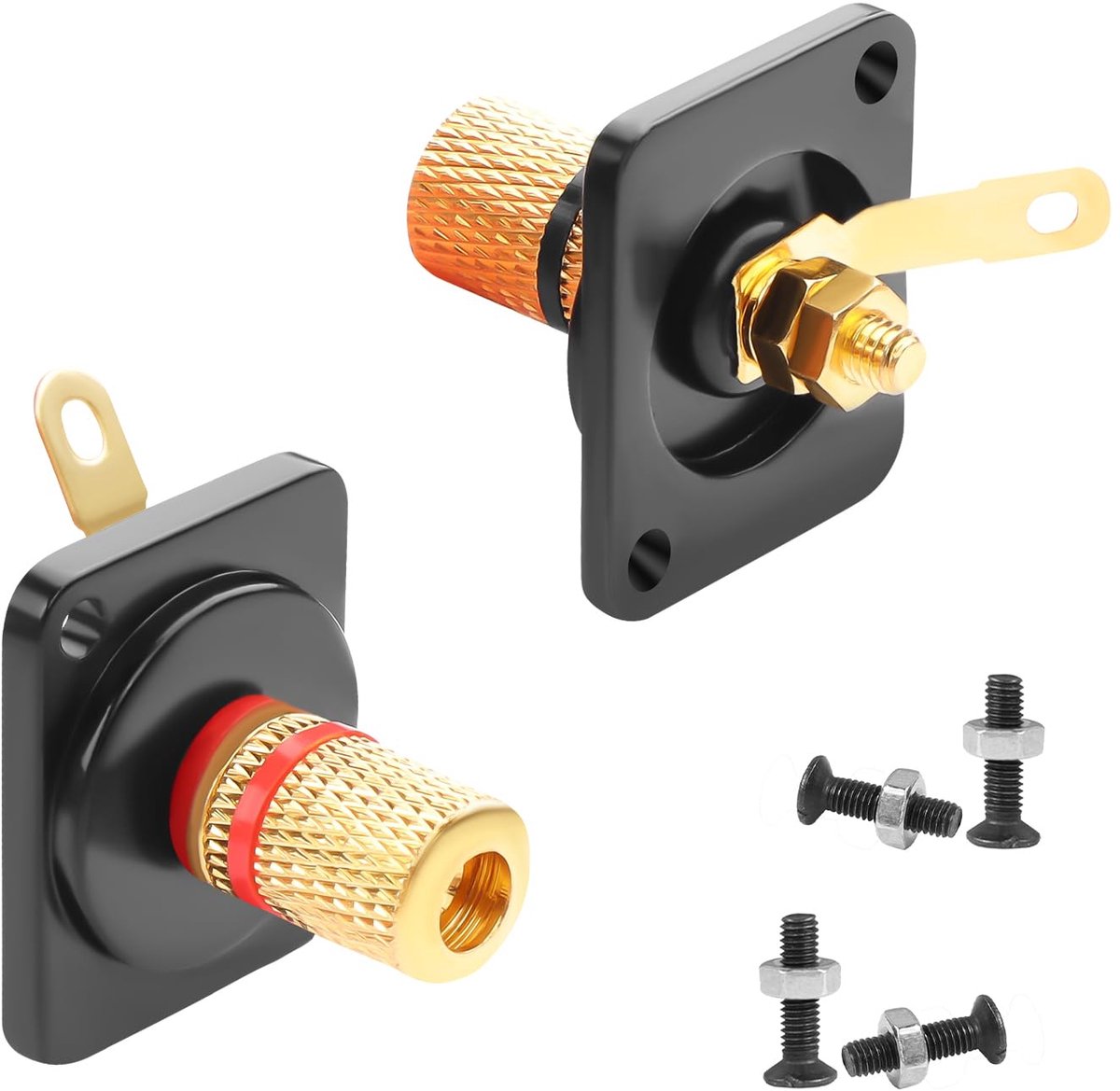 QIANRENON 4mm Speaker Clamps Block Panel Mounting Adapter M4 Banana Plug Bulkhead Mounting Bushing Speaker Red Black - ShopVlot