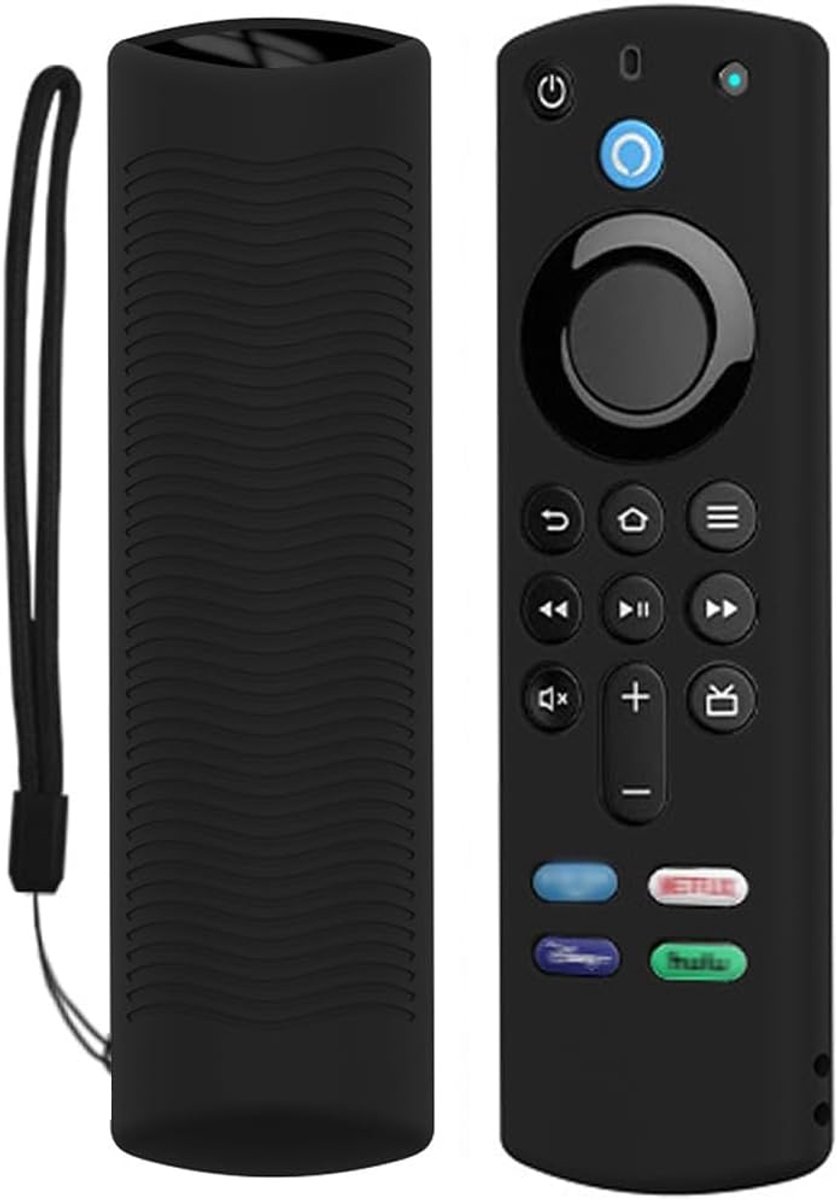 SnelShoppen - Remote Controle Cover voor Fire TV Stick 4K / Alexa Stem Remote (3e Generatie) - Antislip Siliconen Beschermhoes - Zwart - Ideaal voor T