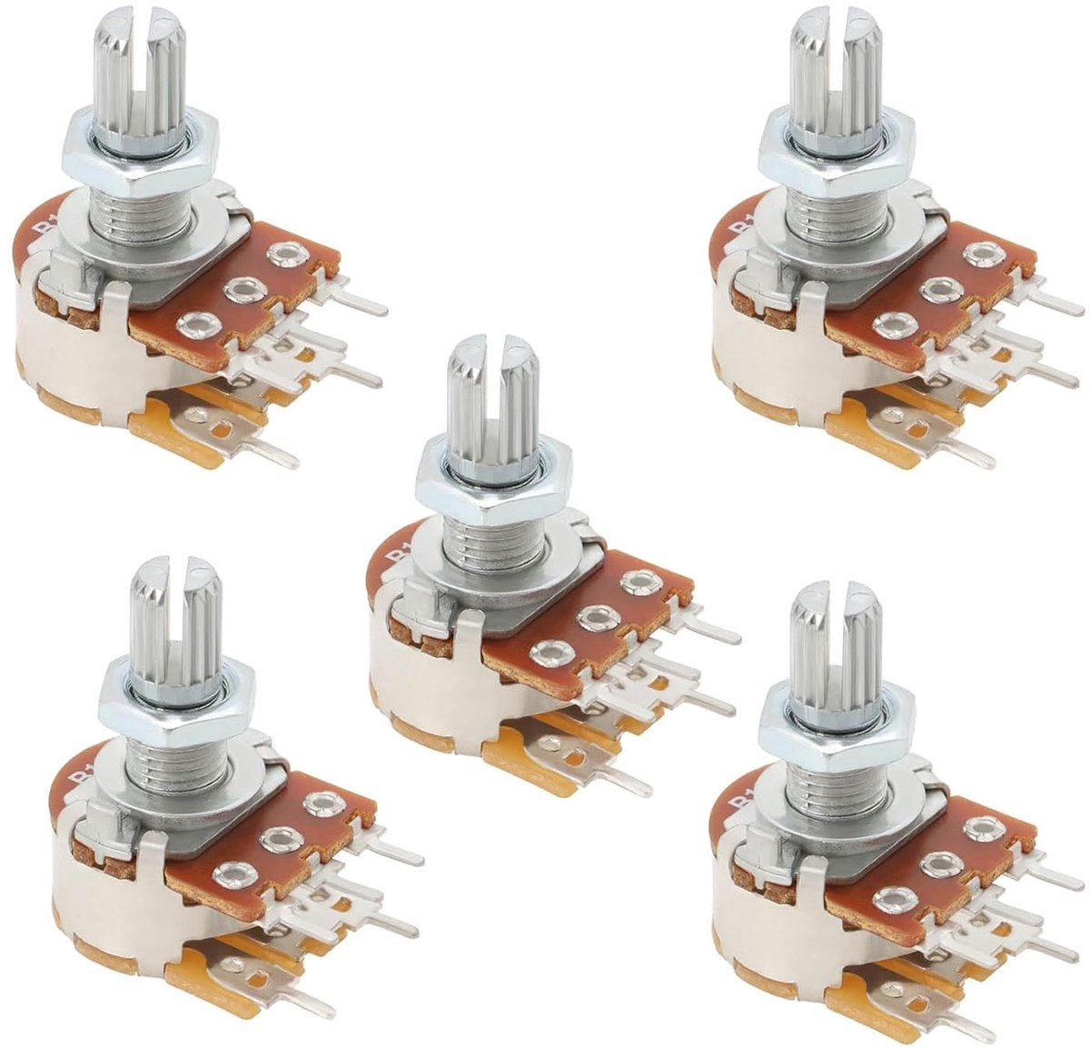 SnelShoppen - 5Pcs WH148 B10K Verstelbare Snelheids Potentiometer Schakelaar 5-pins 15mm As Lengte Voor PCB 6mm Spline As Accessoire