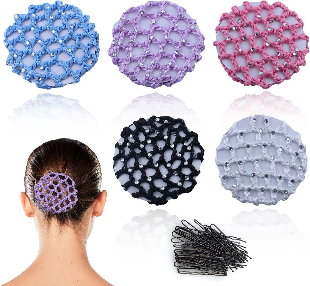 Haarnet voor bun - Polyester haarnet met 50 U-vormige clips - Sterke elasticiteit - Ideaal voor ballet - ShopVlot
