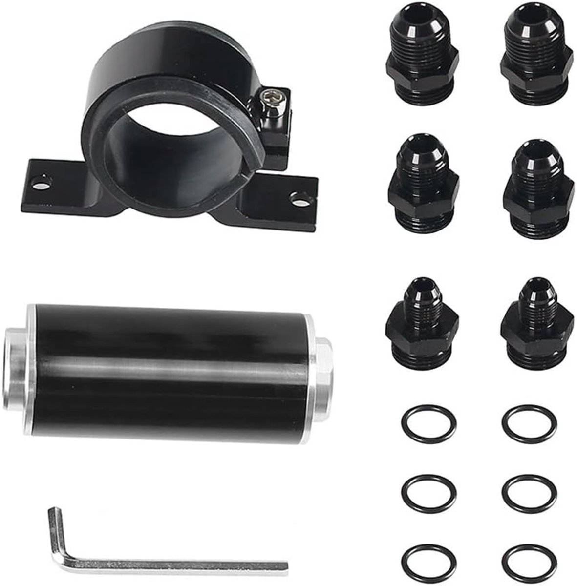 SnelShoppen - 50mm Brandstoffilter Oliepomp Montagebeugel Kit Universele Aluminium Brandstof/Gas/Benzine Filter Adapter Fittingen Reinigbare Hoge Door